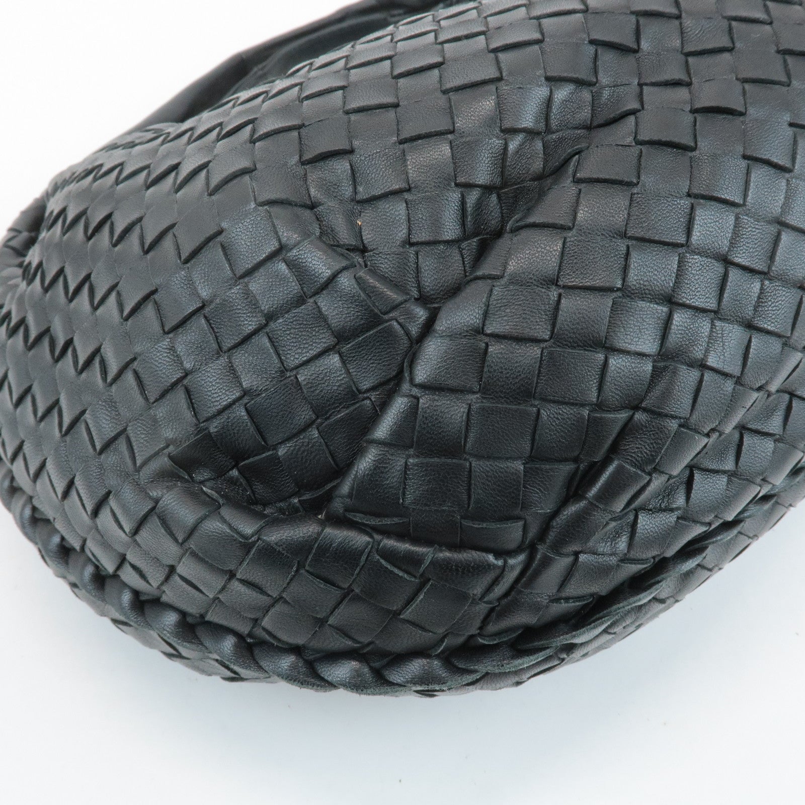 BOTTEGA VENETA Intrecciato Leather Shoulder Bag Black 232499 Used