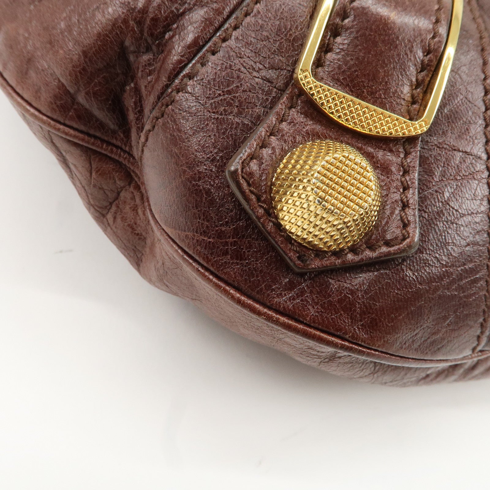 BALENCIAGA Leather Shoulder Bag Brown 497717 Used