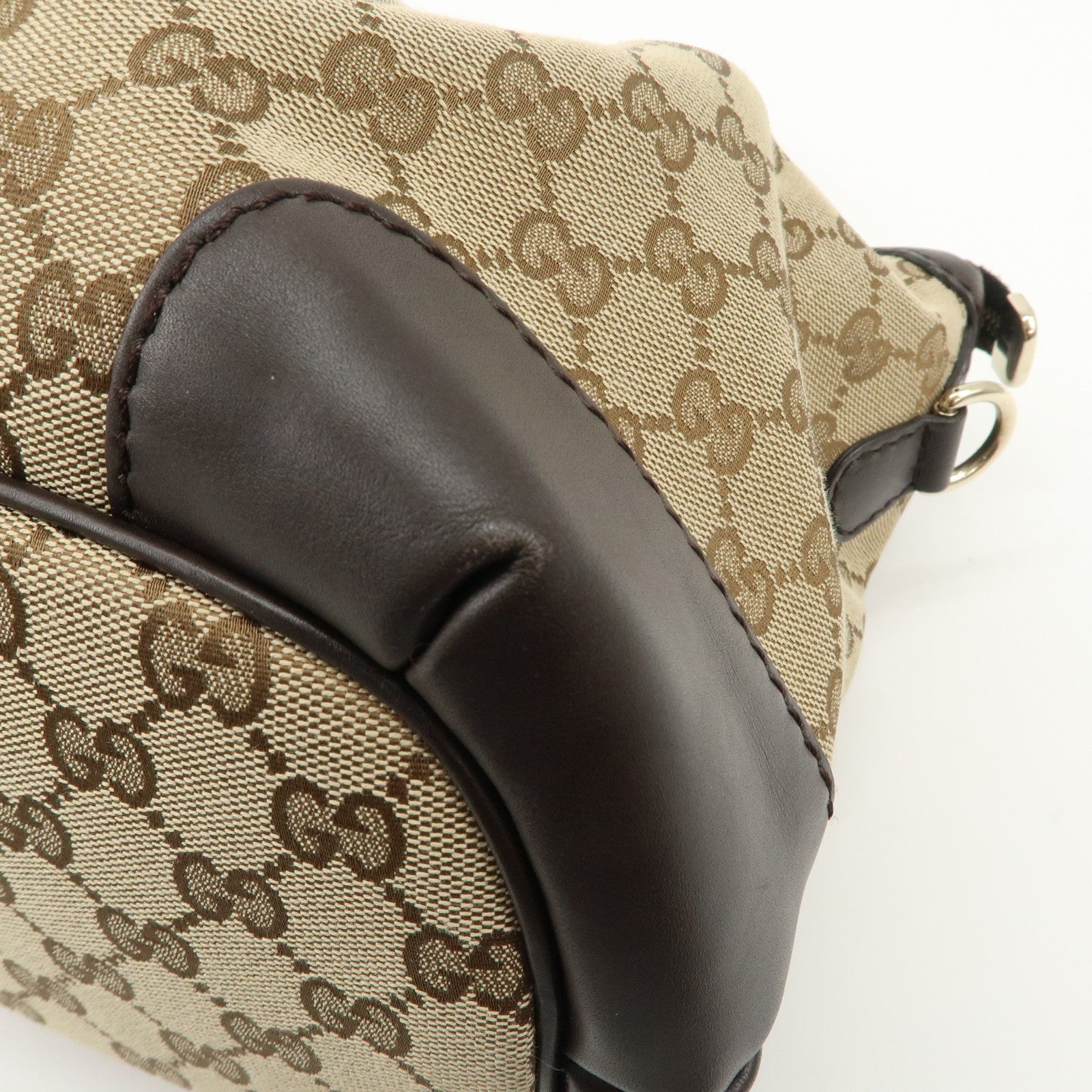 GUCCI Sukey GG Canvas Leather 2WAY Bag Beige Dark Brown 247902 Used