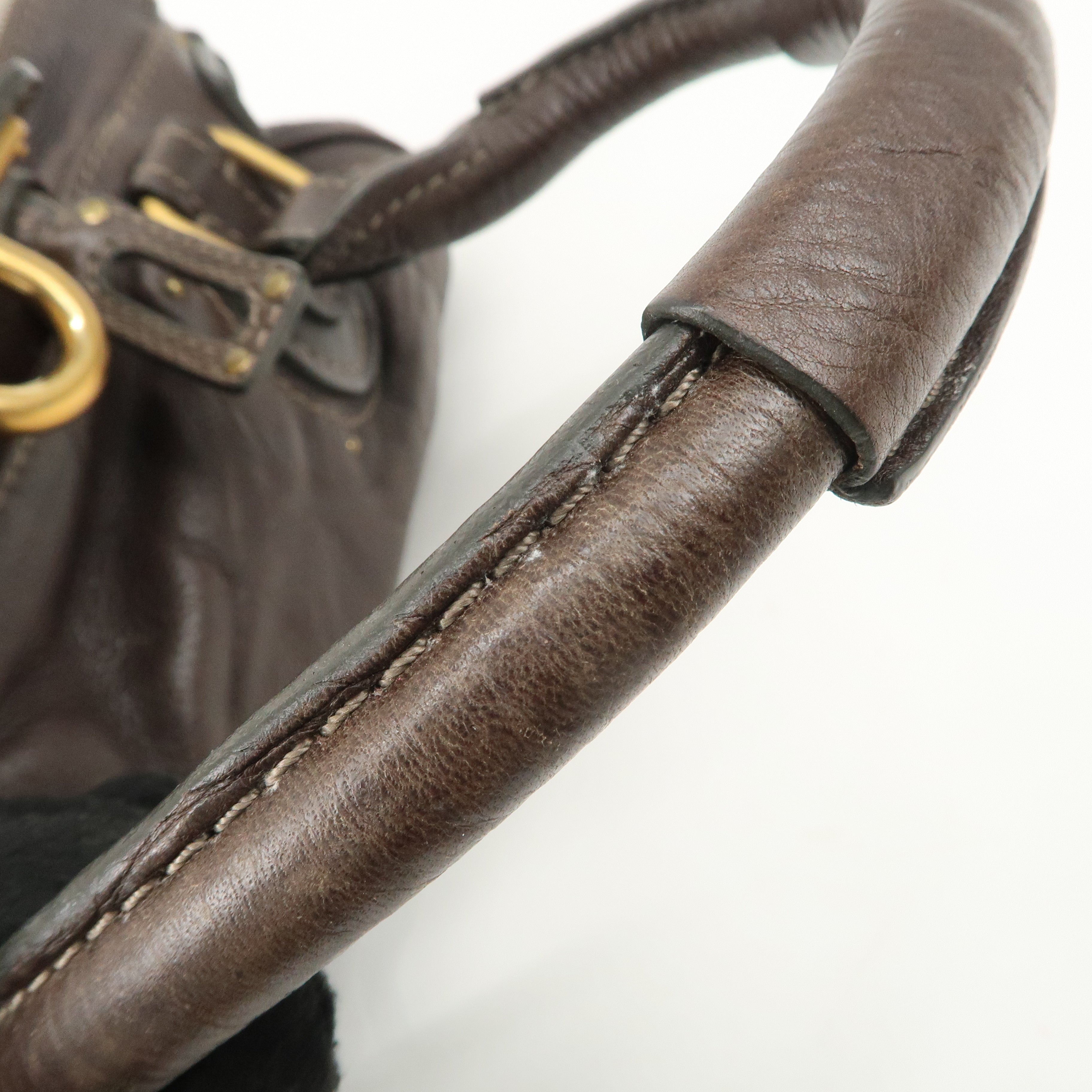 Chloe Paddington Leather Shoulder Bag Hand Bag Dark Brown Used