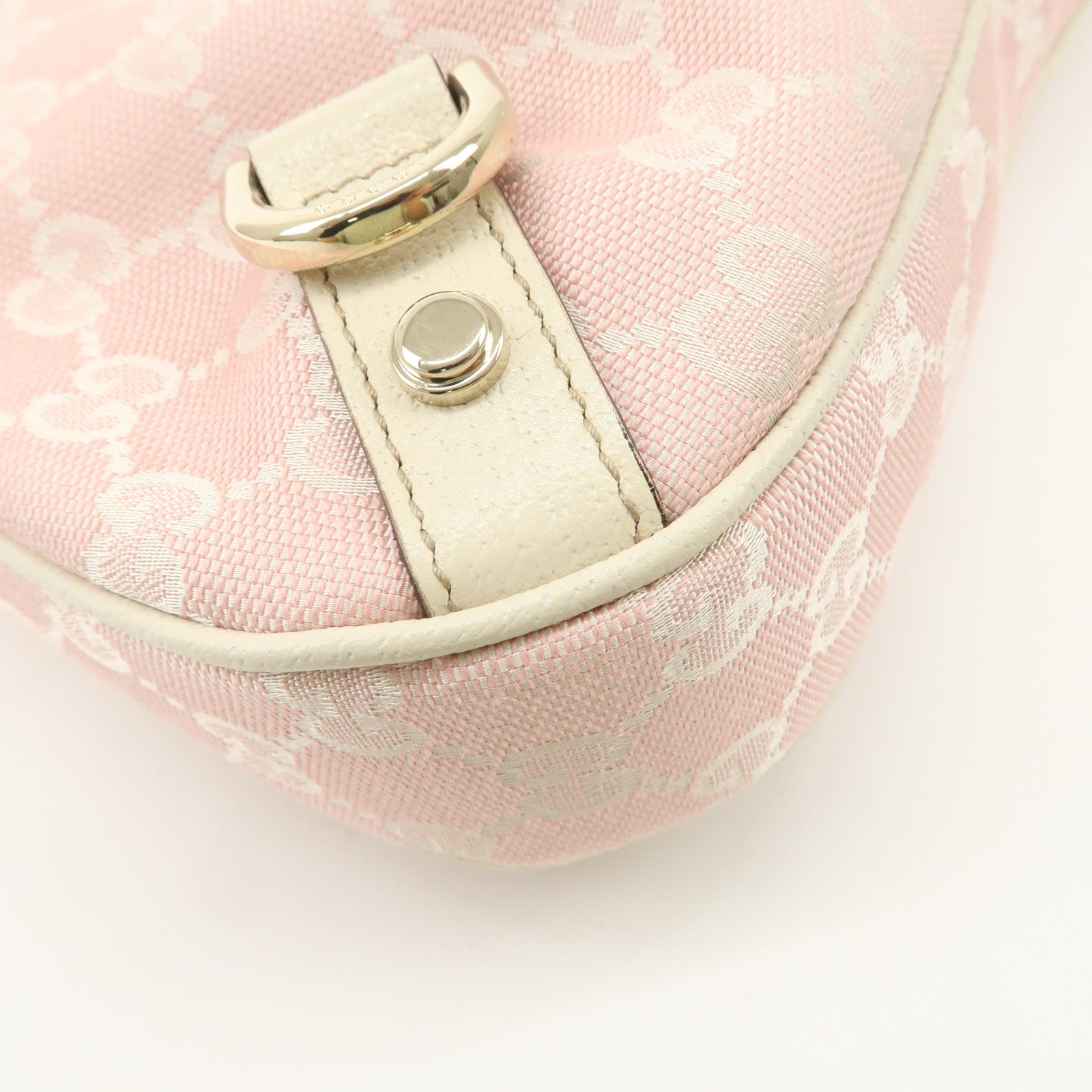 GUCCI Abbey GG Canvas Leather Shoulder Bag Ivory Pink 130738 Used