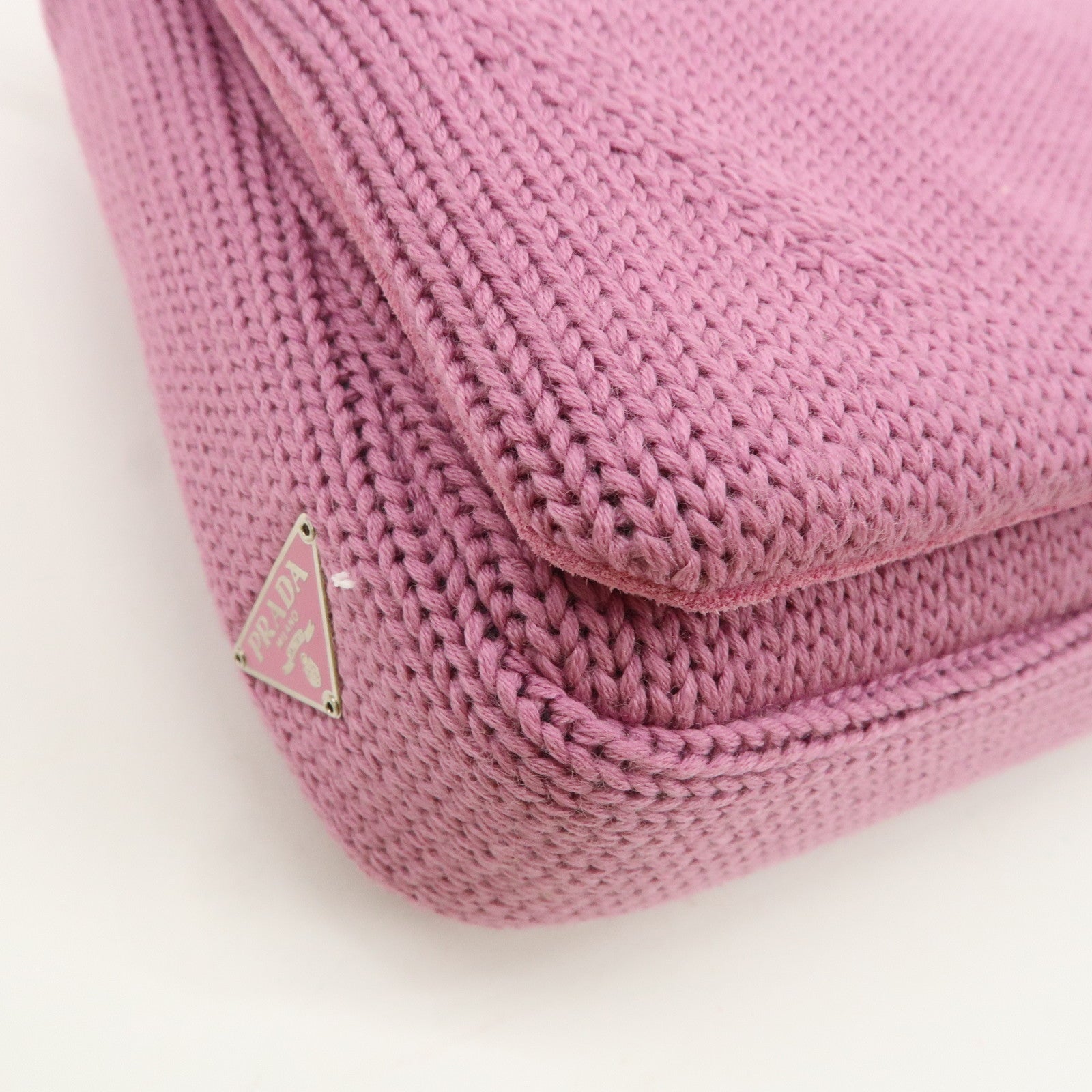 PRADA Wool Leather Shoulder Bag Lavender Used