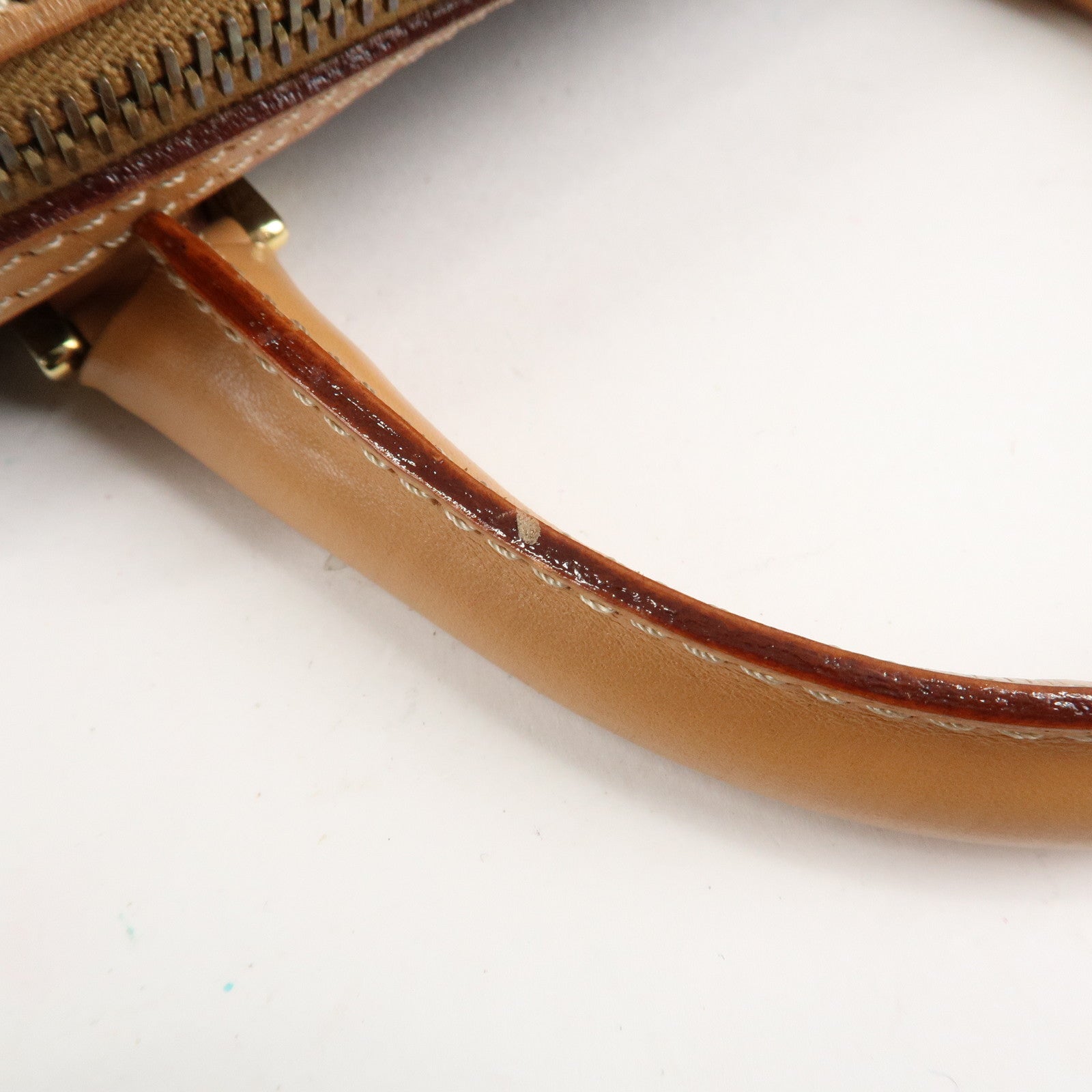 CELINE Macadam PVC Leather 2 Way Boston Bag Hand Bag Brown Used