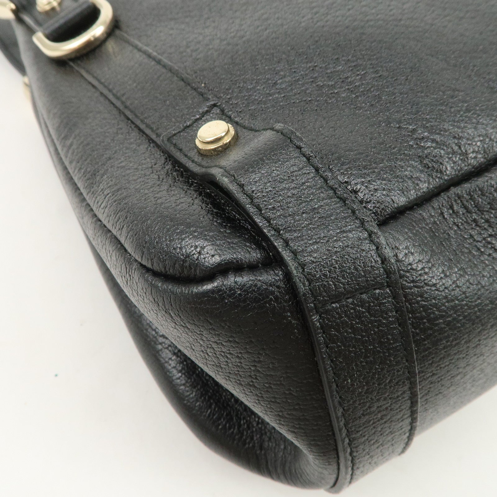 GUCCI Abbey Leather Tote Bag Hand Bag Black 130736 Used