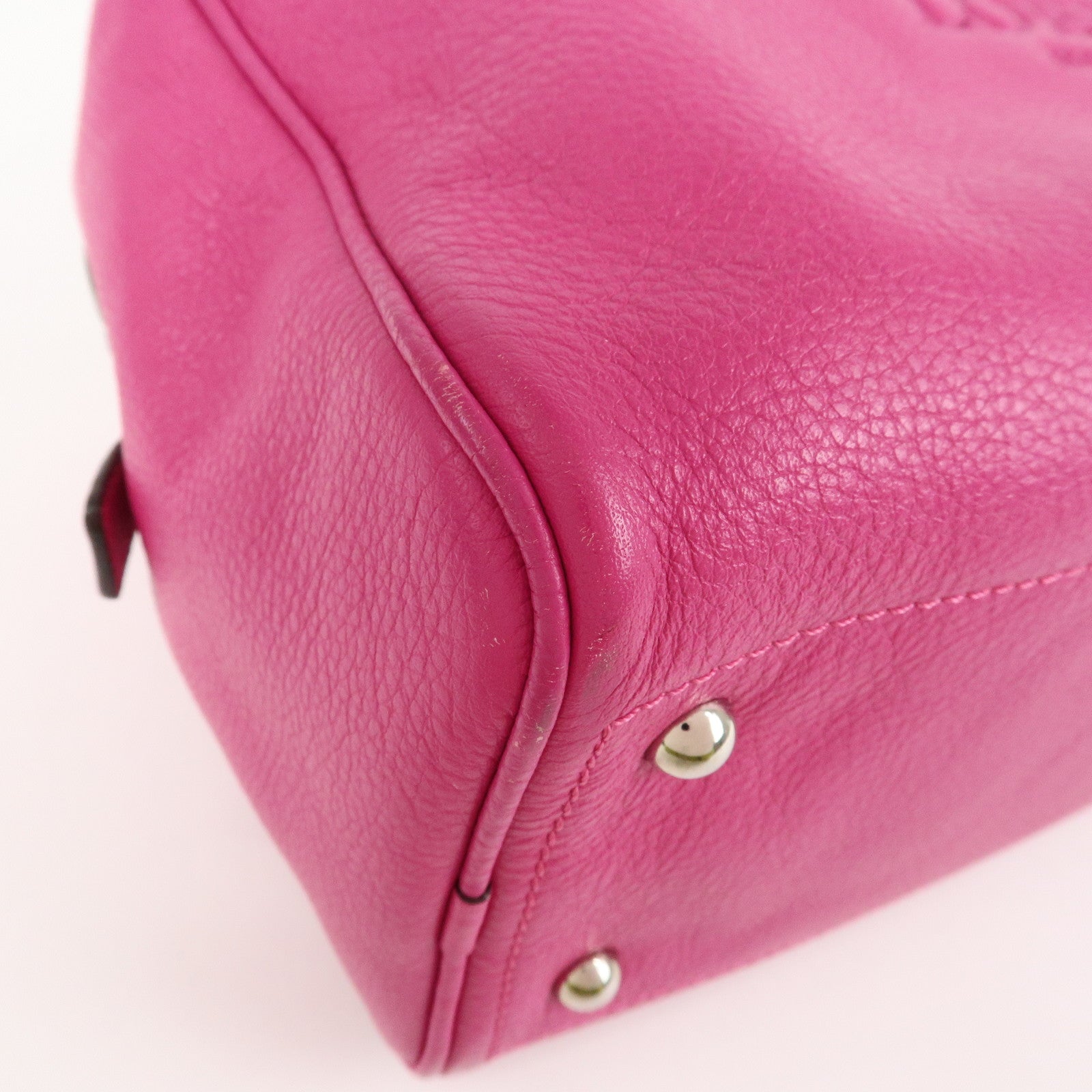LOEWE Leather Herritage Mini Boston Bag Hand Bag Pink Used