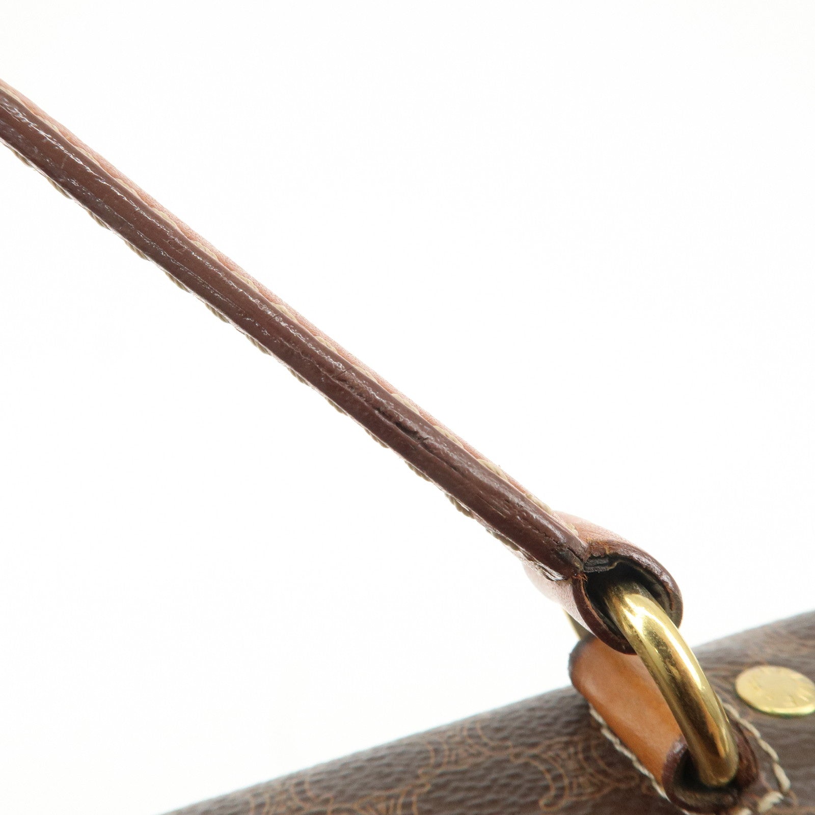 CELINE Macadam PVC Leather Hand Bag Brown Used