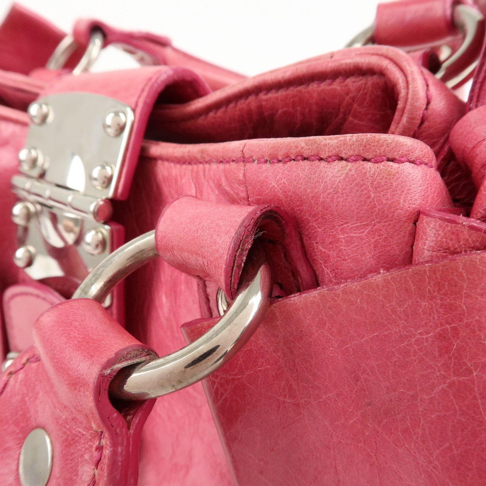 MIU MIU Leather 2Way Bag Hand Bag Ribbon Alamoana2011 09/60 Used