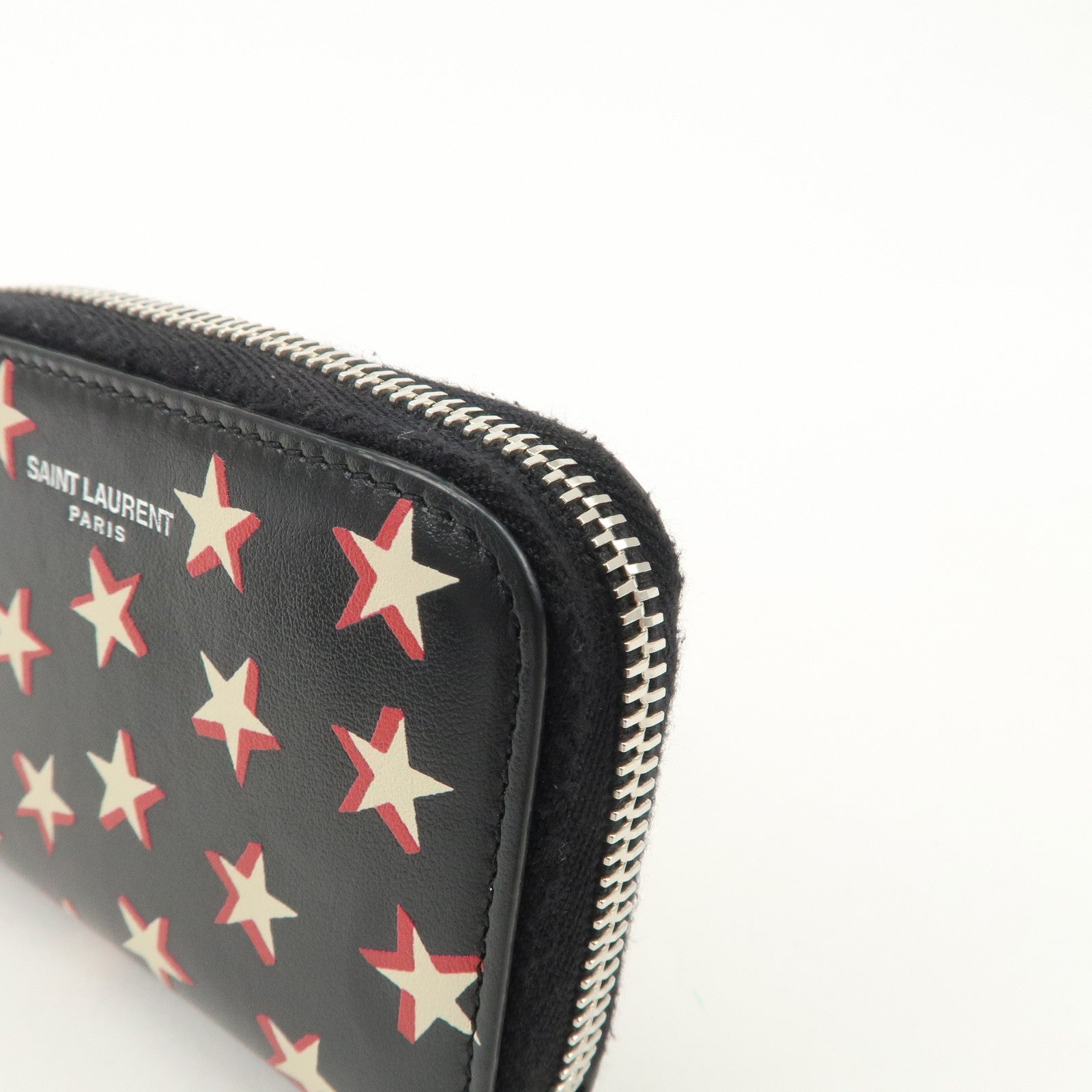 Saint Laurent Paris Leather Coin Case Case Star Print Black Used