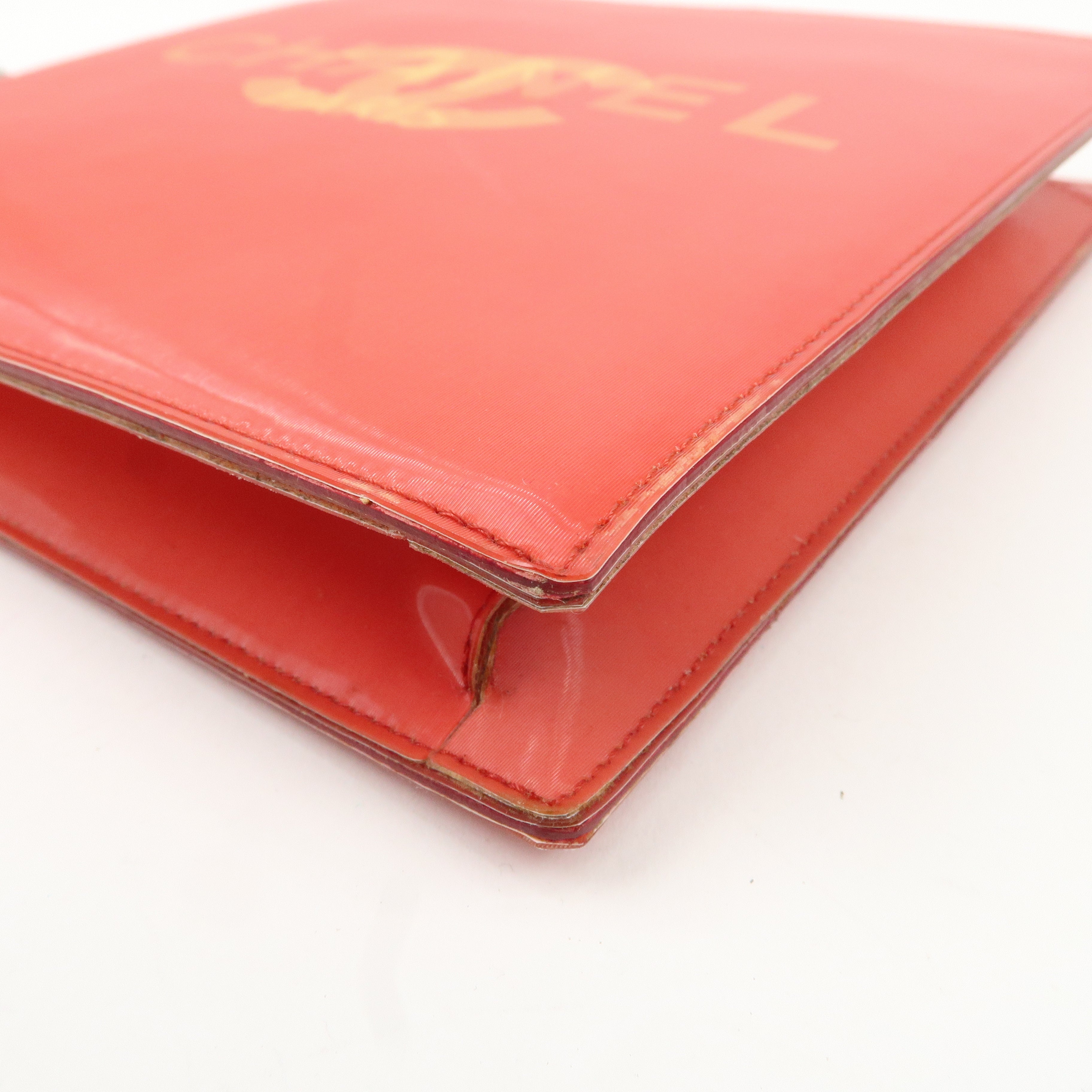 CHANEL Nylon Hologram Chain Shoulder Bag Hand Bag Red Used