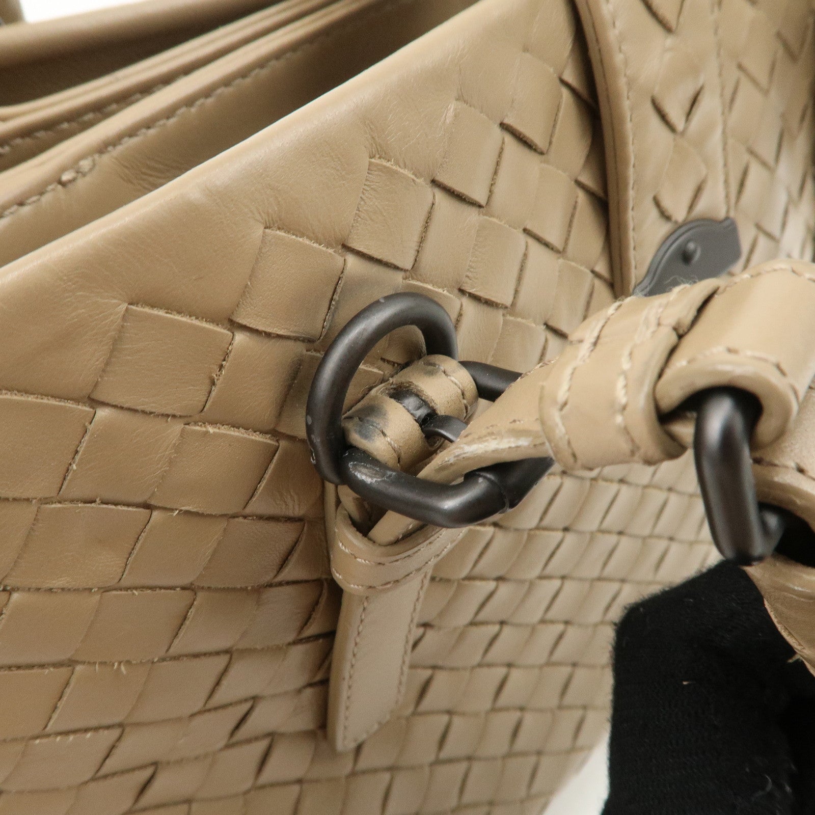 BOTTEGA VENETA Intrecciato Leather Roma Bag Hand Bag Beige Used
