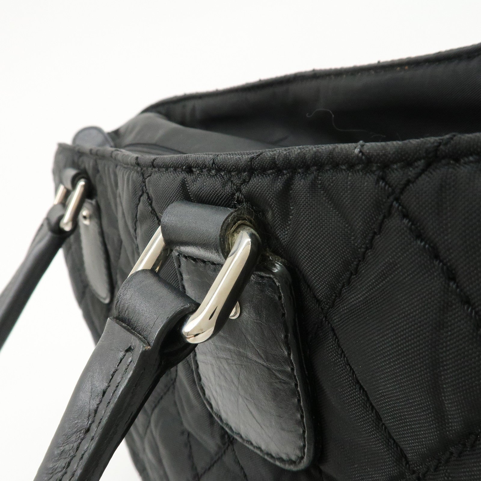 CHANEL Paris New York Wild Stitch Nylon Leather Coco Mark Tote Bag Used