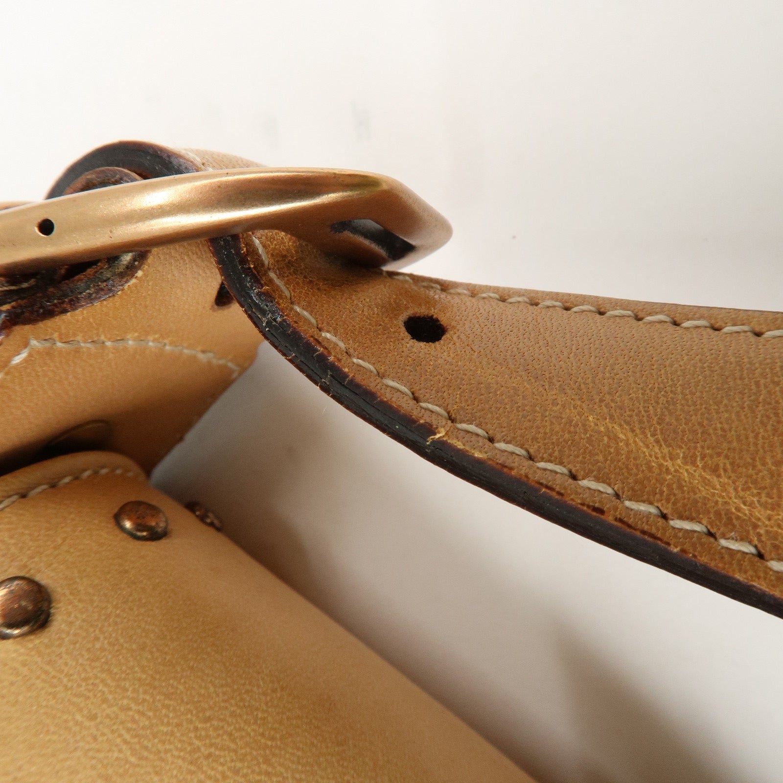 GUCCI Horsebit GG Canvas Leather Studs Shoulder Bag Black 114915 Used