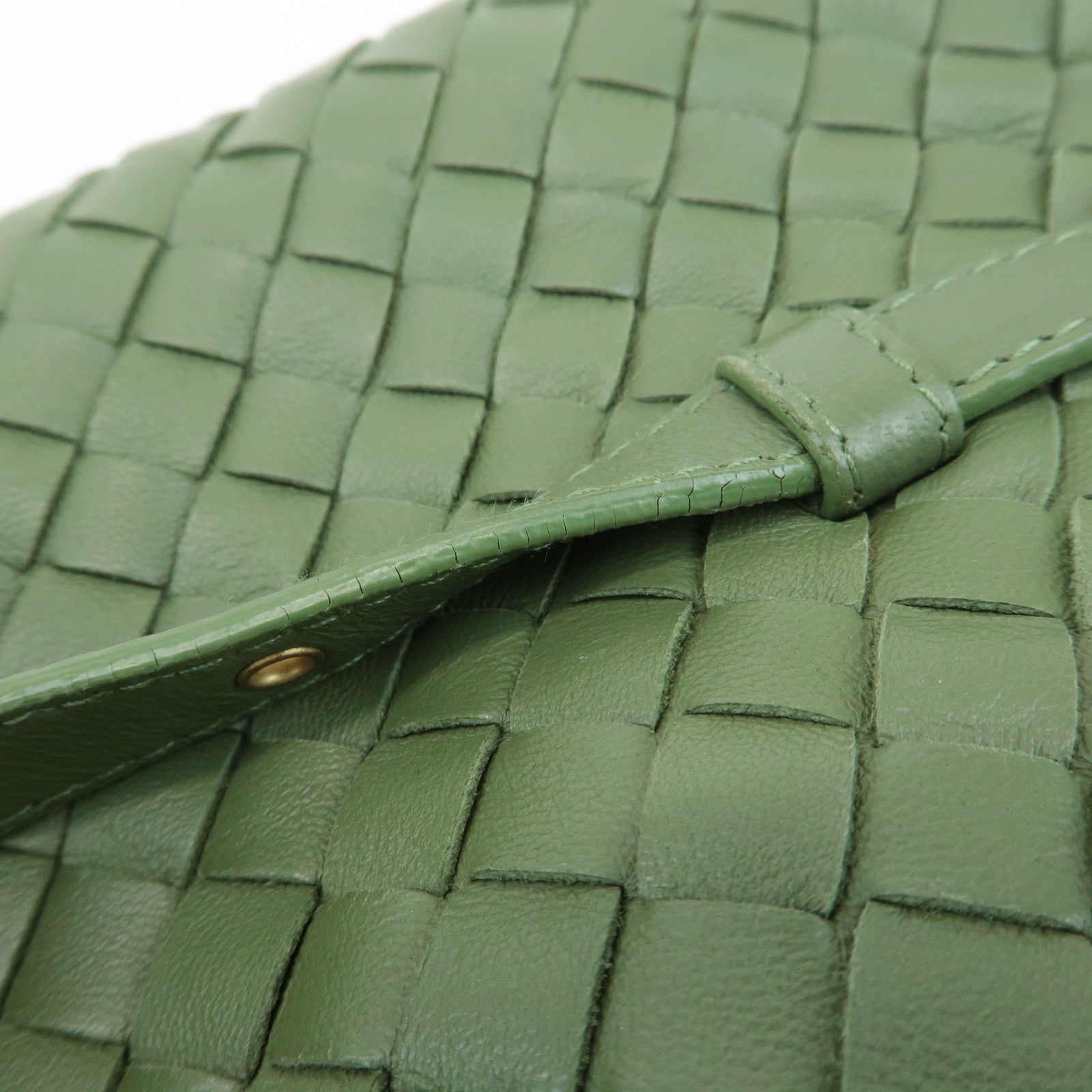 BOTTEGA VENETA Intrecciato Leather Tote Shoulder Bag Green 162937 Used