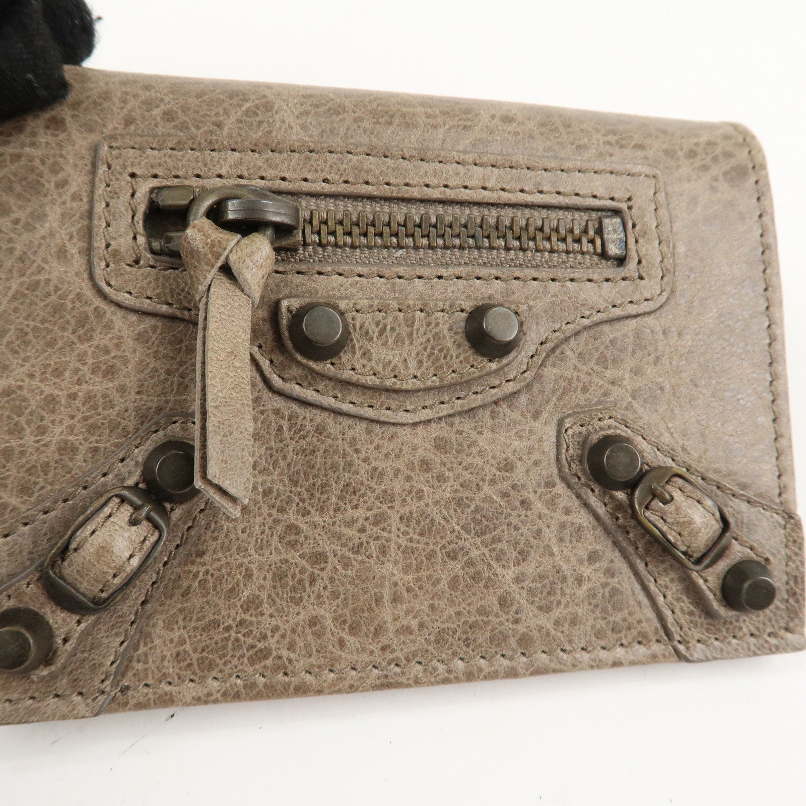 BALENCIAGA Leather Card Case Brown 253050 Used
