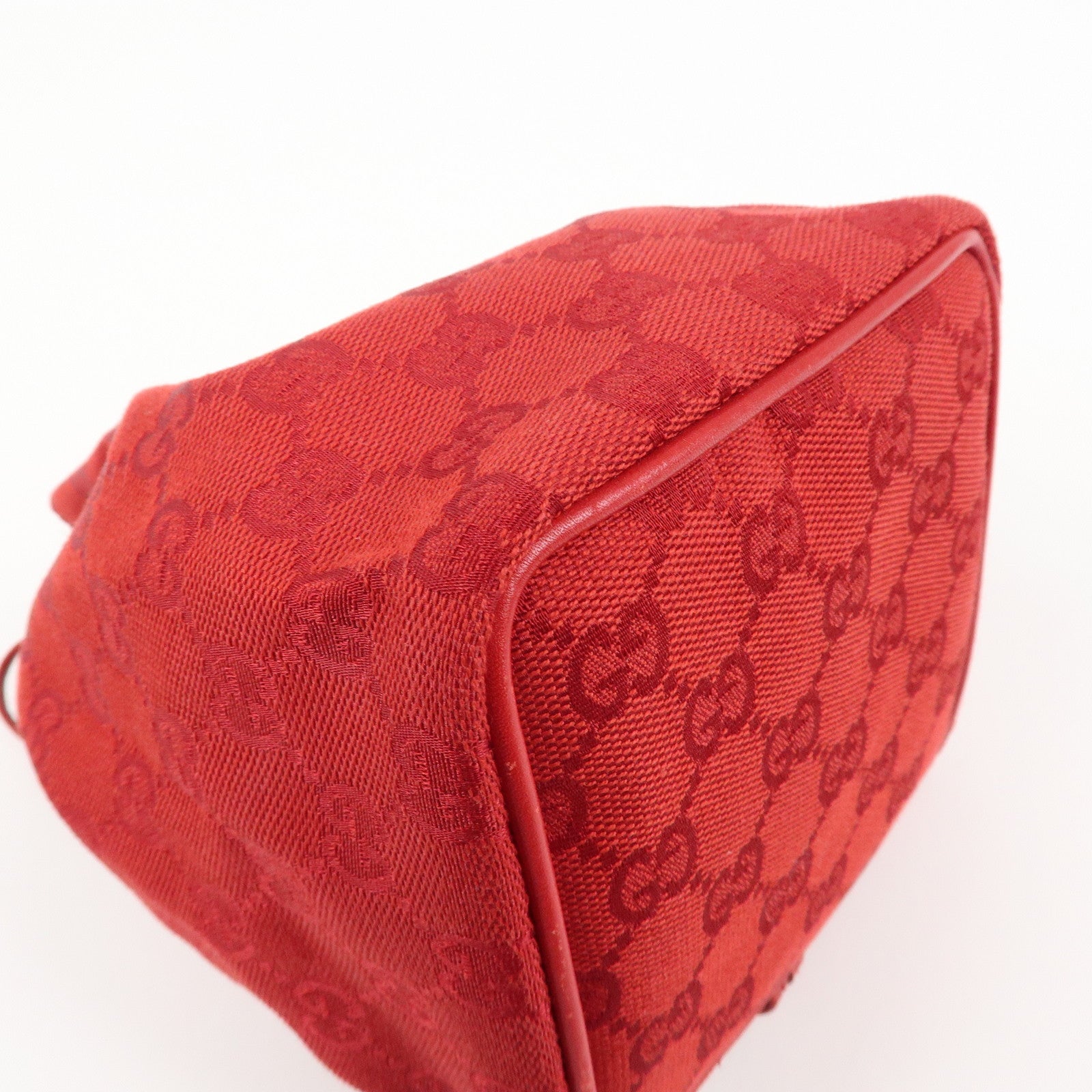 GUCCI GG Canvas Leather Drawstring Pouch Hand Bag 039.0973 Used