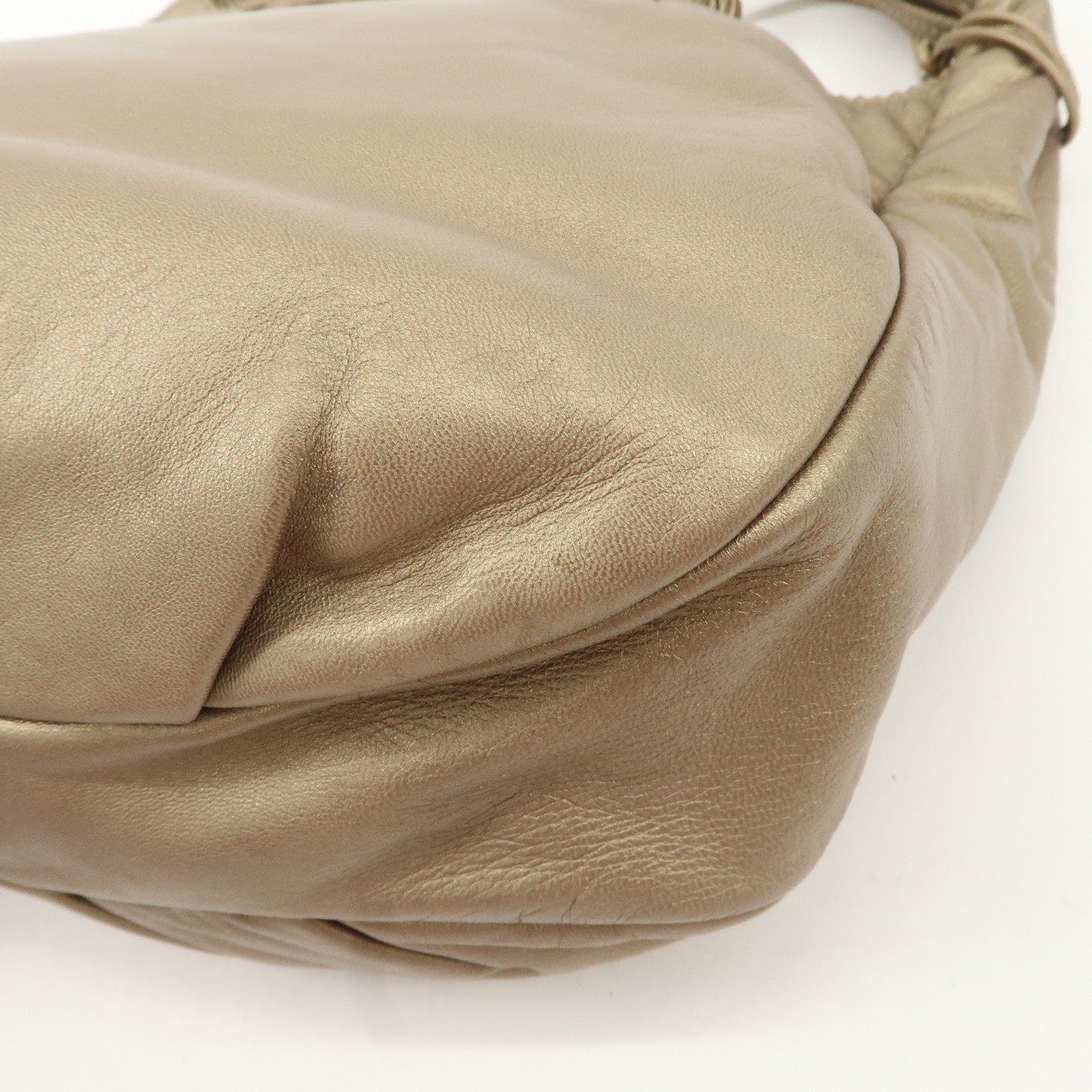 LOEWE Leather Viento One Shoulder Bag Gold Used