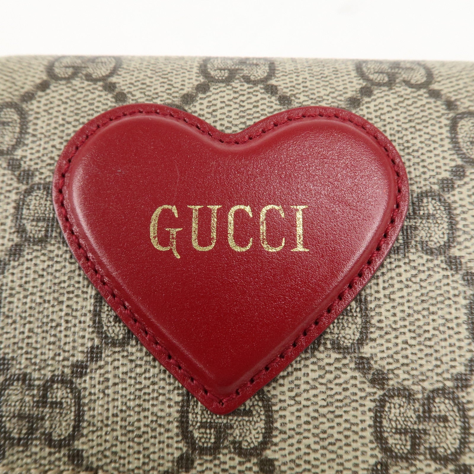 GUCCI GG Supreme Leather Heart Motif Bi-fold Wallet 648848 Used
