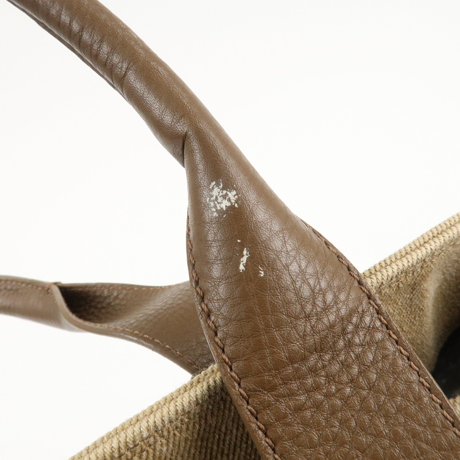 FENDI Canvas Leather Tote Bag Shoulder Bag Hand Bag Beige Used