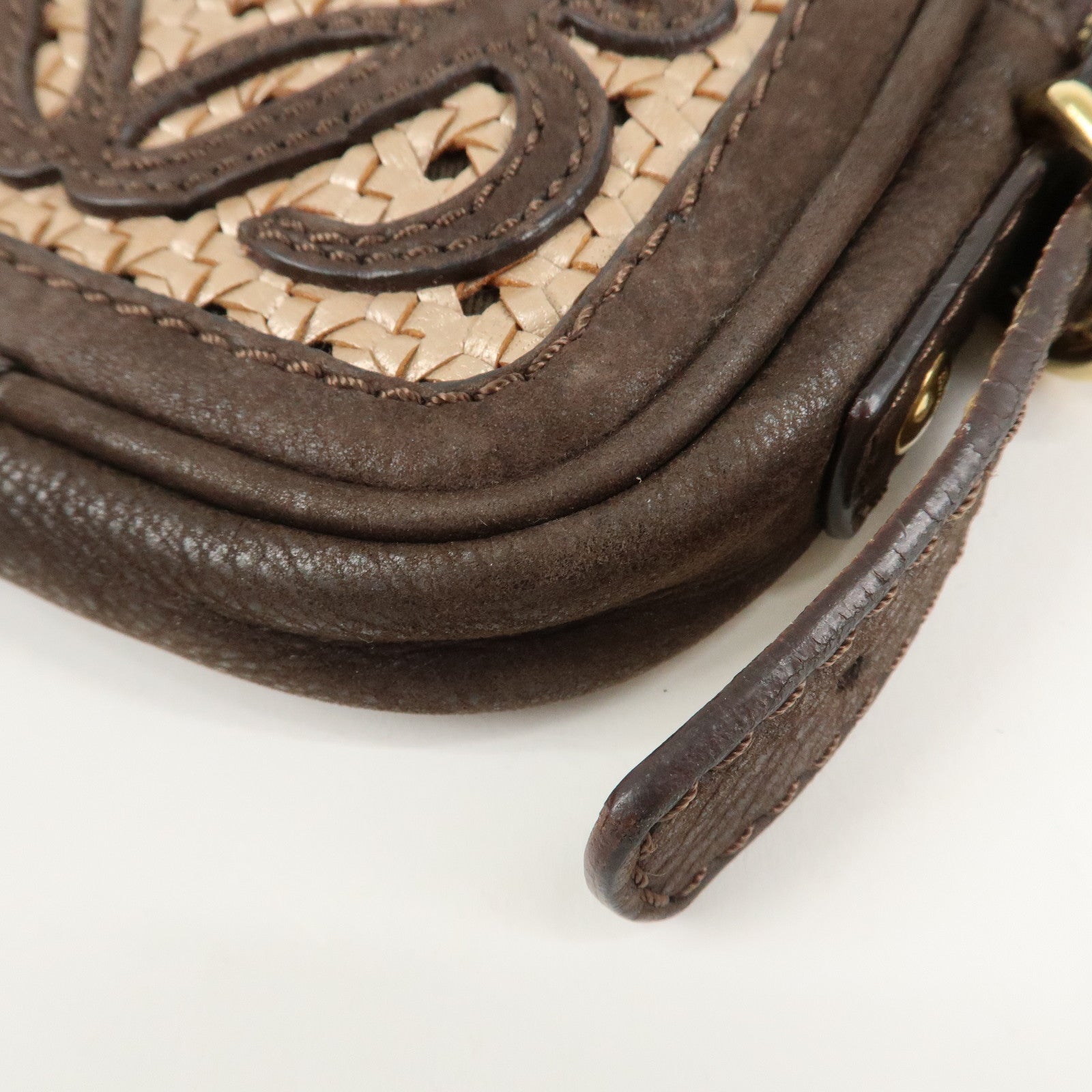 LOEWE Anagram Leather Mini Shoulder Bag Crossbody Bag Brown Used