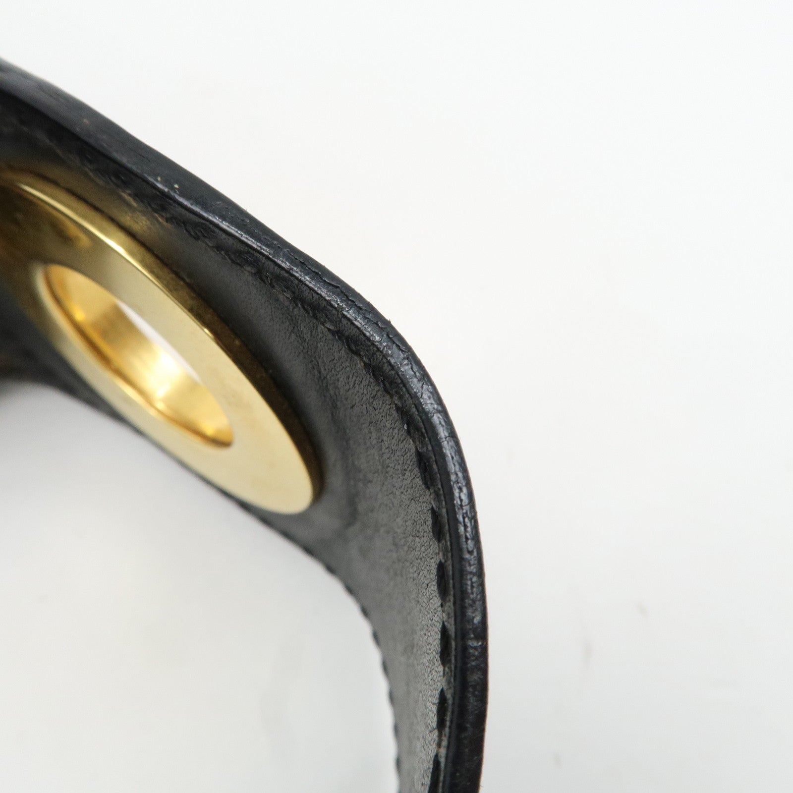 CELINE Macadam PVC Leather Shoulder Bag Black Brown Gold HDW Used