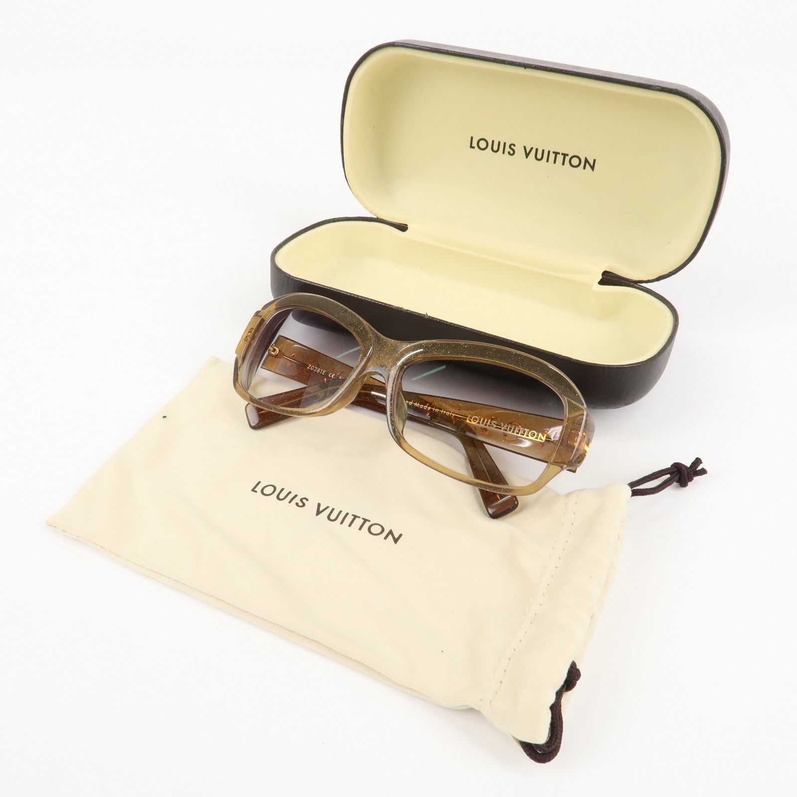 Louis Vuitton Obsession PM Sunglasses Clear Brown 56□16 Z0381E Used
