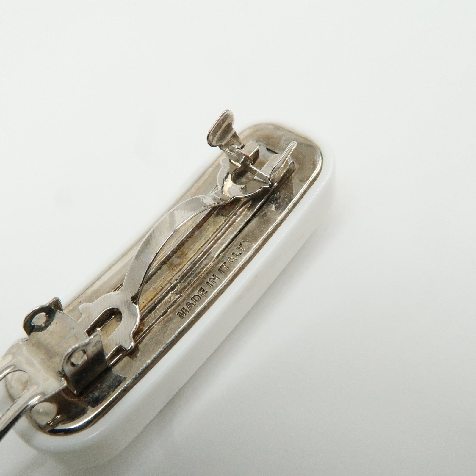 MIU MIU Plastic Rhine Stone Hair Clip White Silver Used