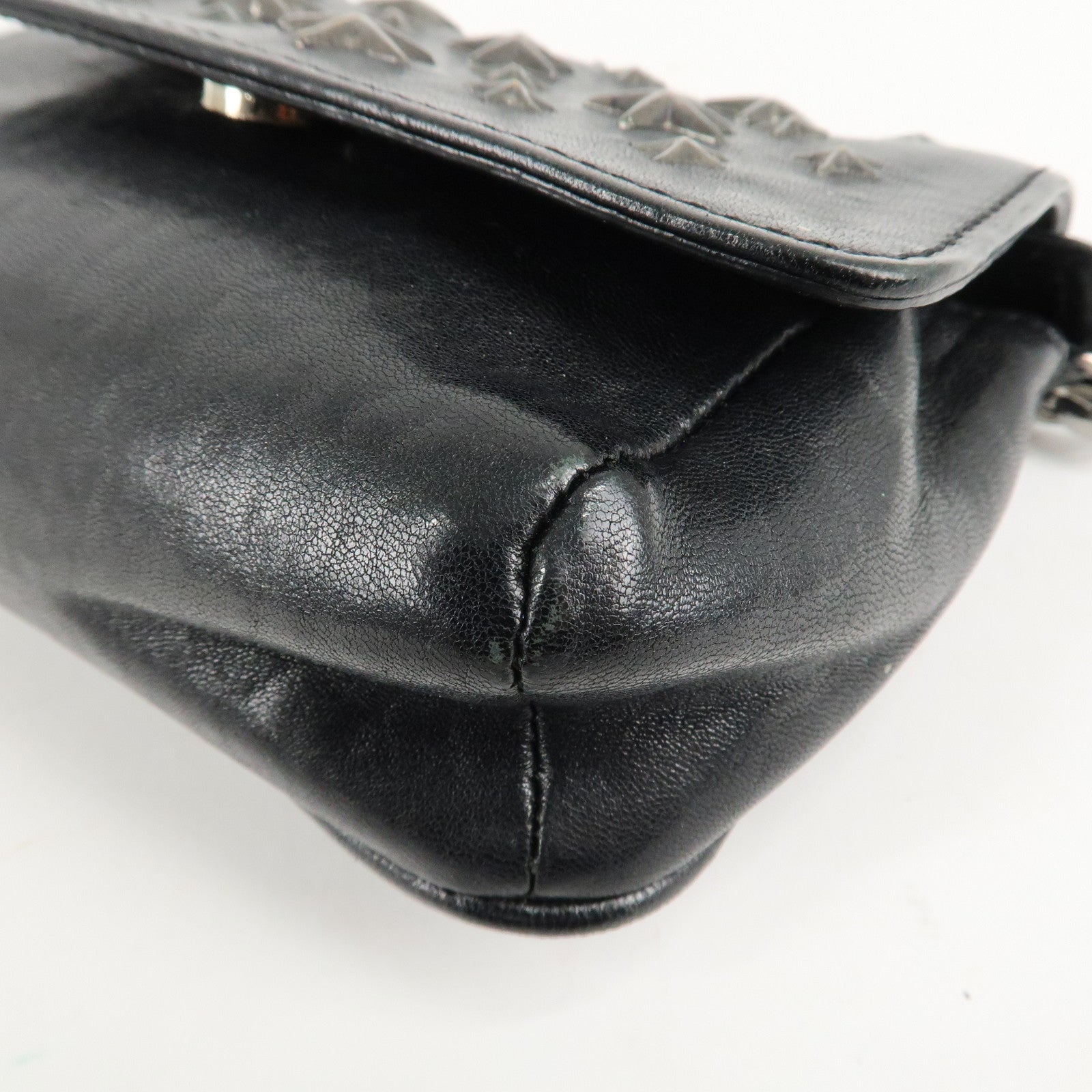 JIMMY CHOO Leather Chain Small Shoulder Bag Black Silver HDW Used
