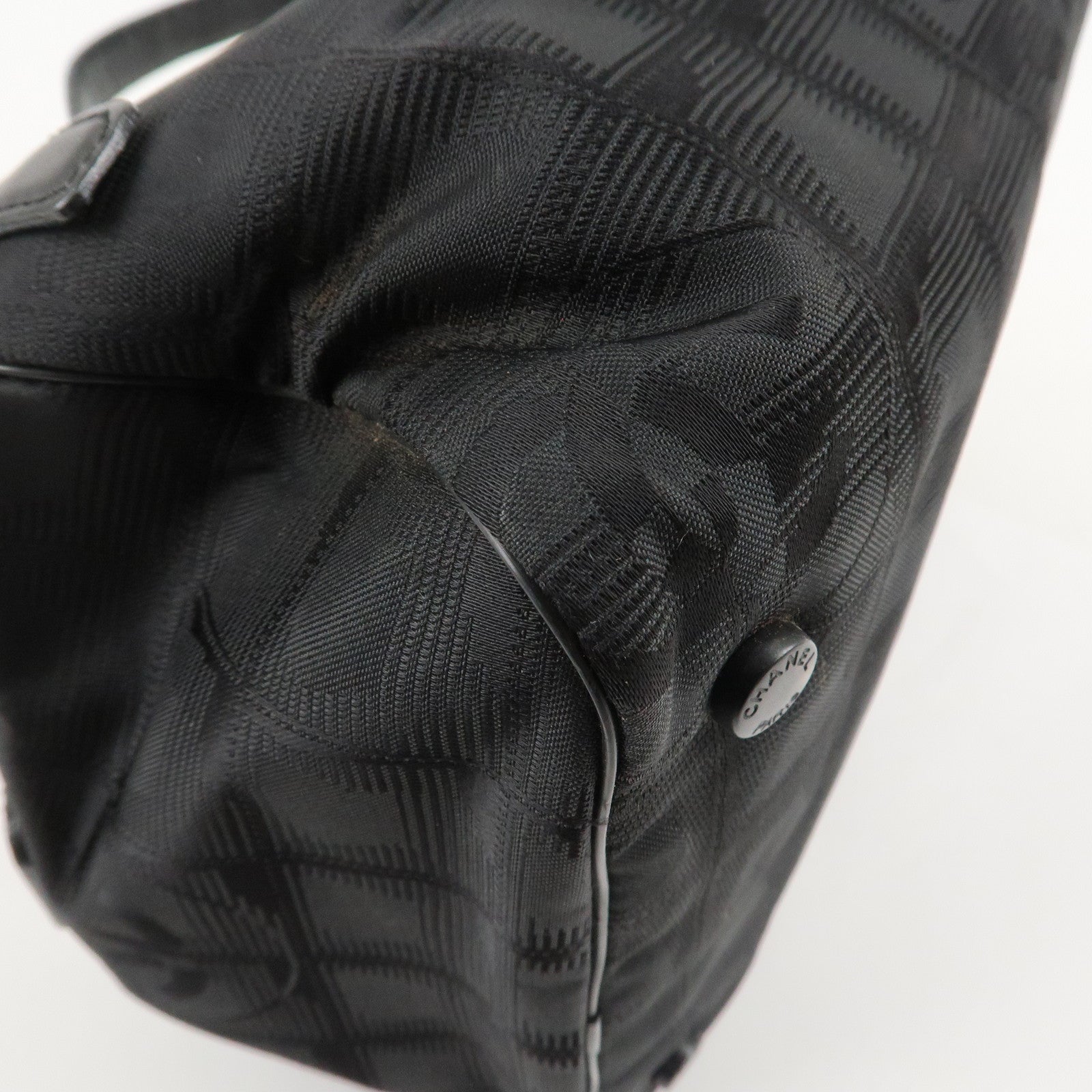 CHANEL New Travel Line Nylon Jacquard Leather Vanity Bag A15829 Used