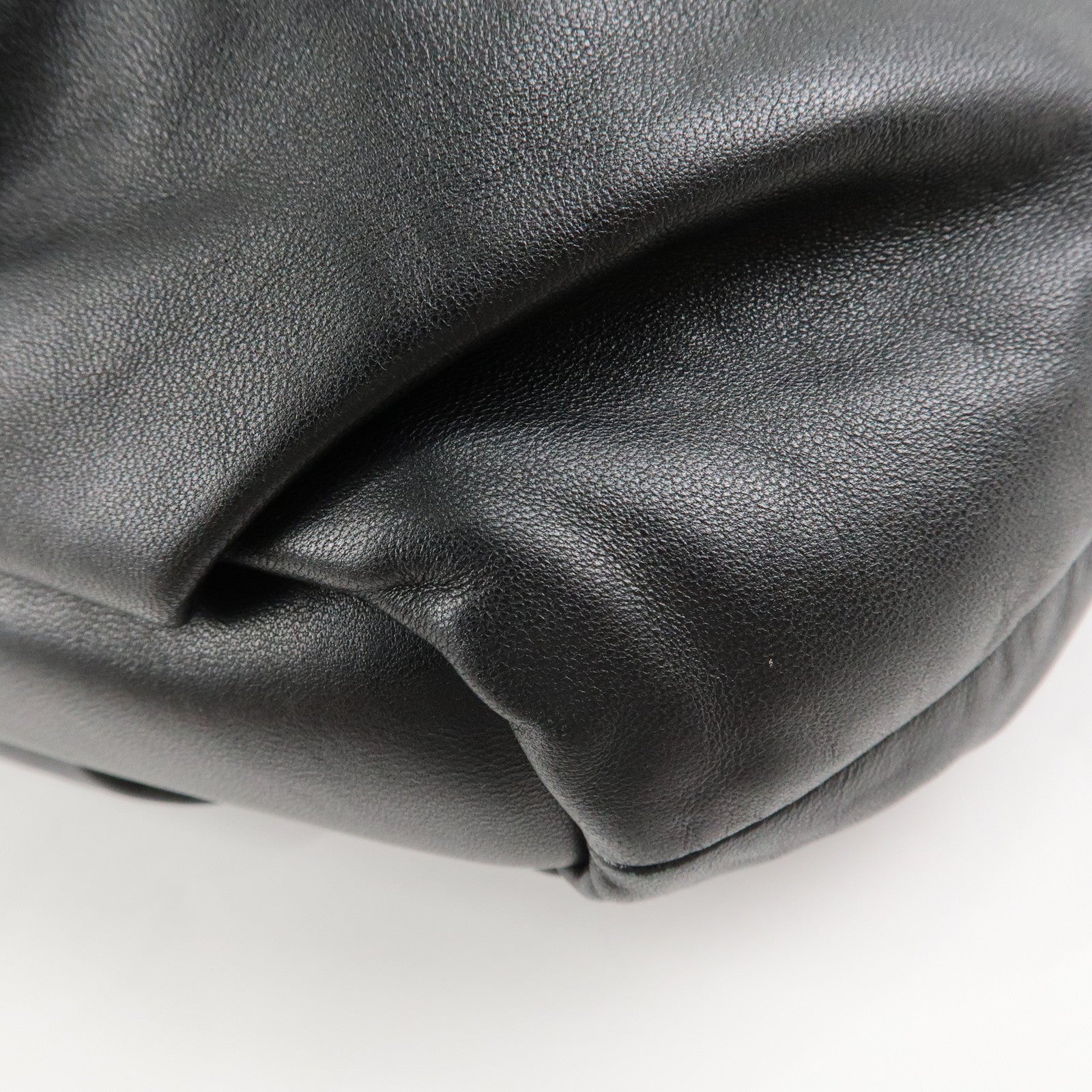 PRADA Leather Chain One-Shoulder Bag Black Gold Hardware Used