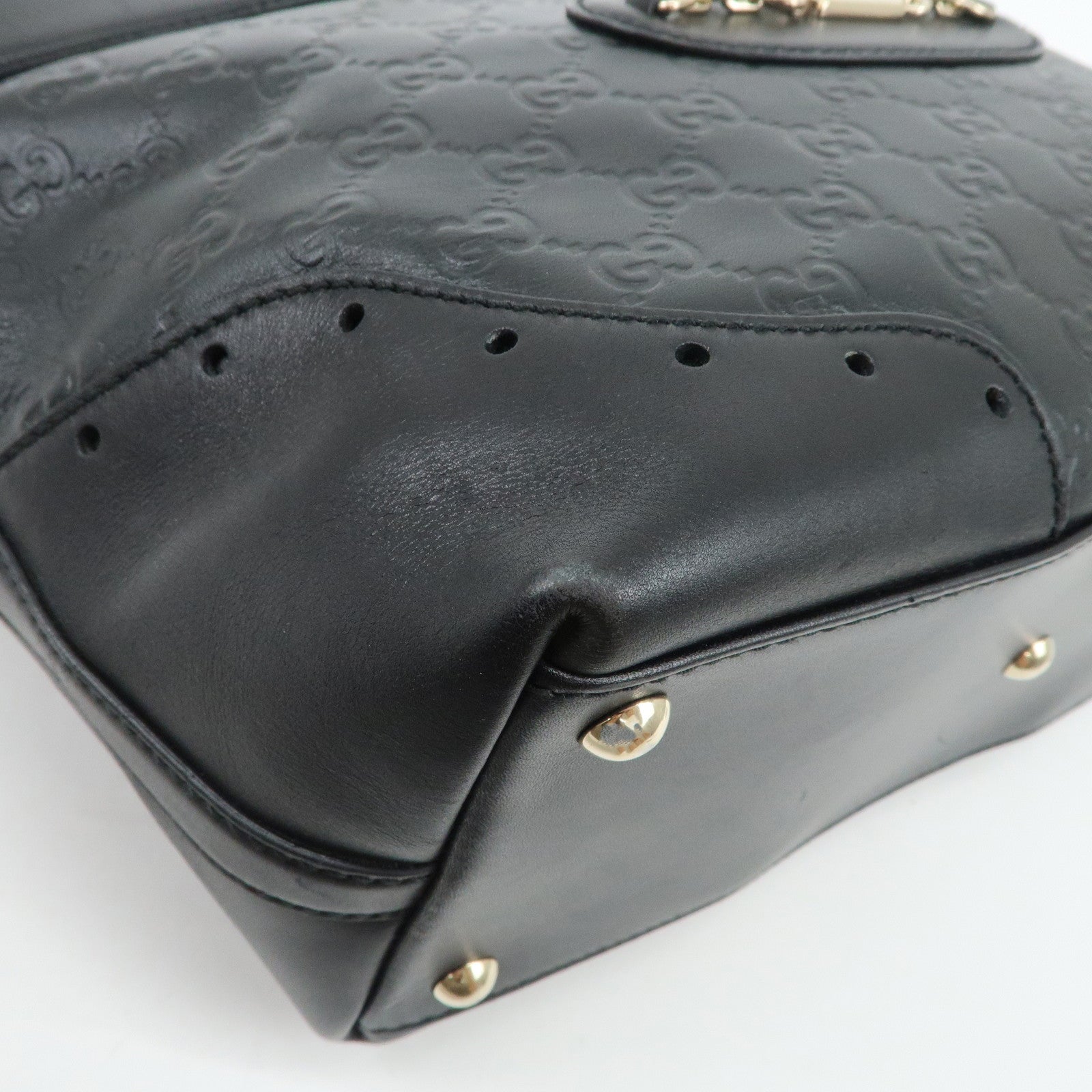 GUCCI Guccissima Leather Tote Bag Hand Bag Black 145993 Used