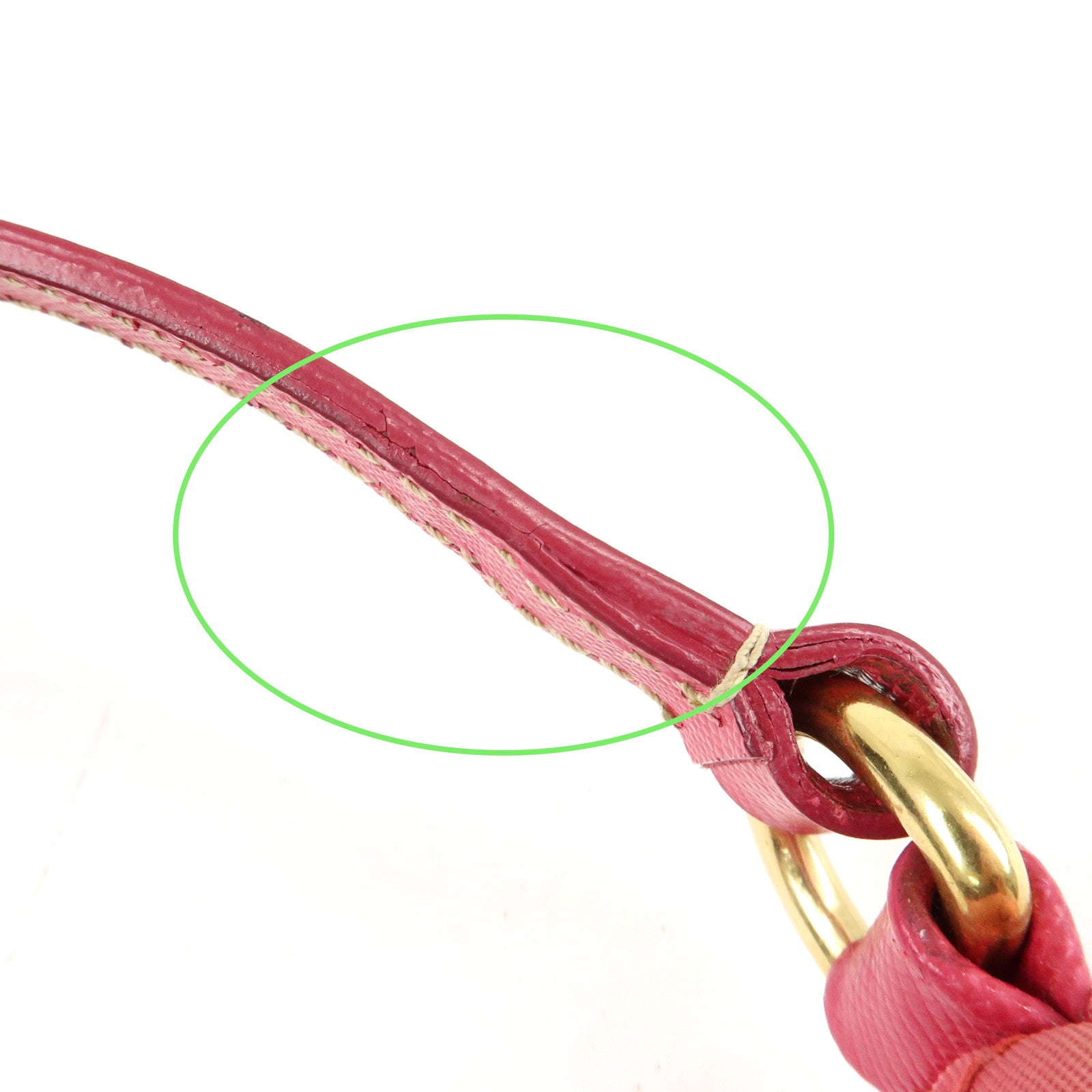 PRADA Nylon Saffiano Leather Shoulder Bag Hand Bag Pink Used