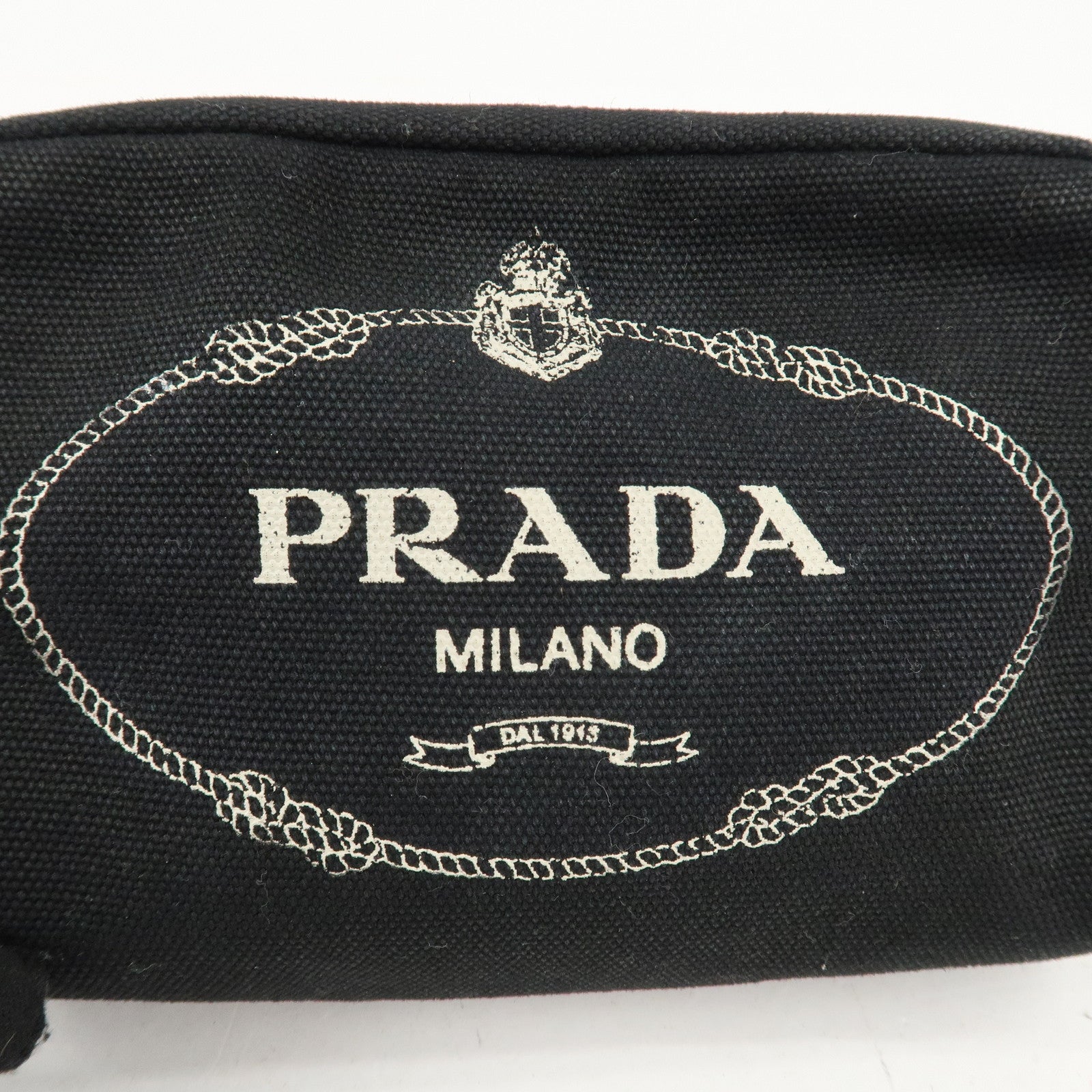 PRADA Canvas Pouch Cosmetic Pouch Black Used
