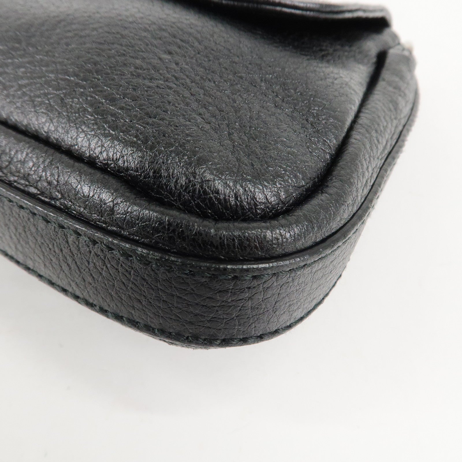 GUCCI Bamboo Leather Chain Shoulder Bag Black 235320 Used