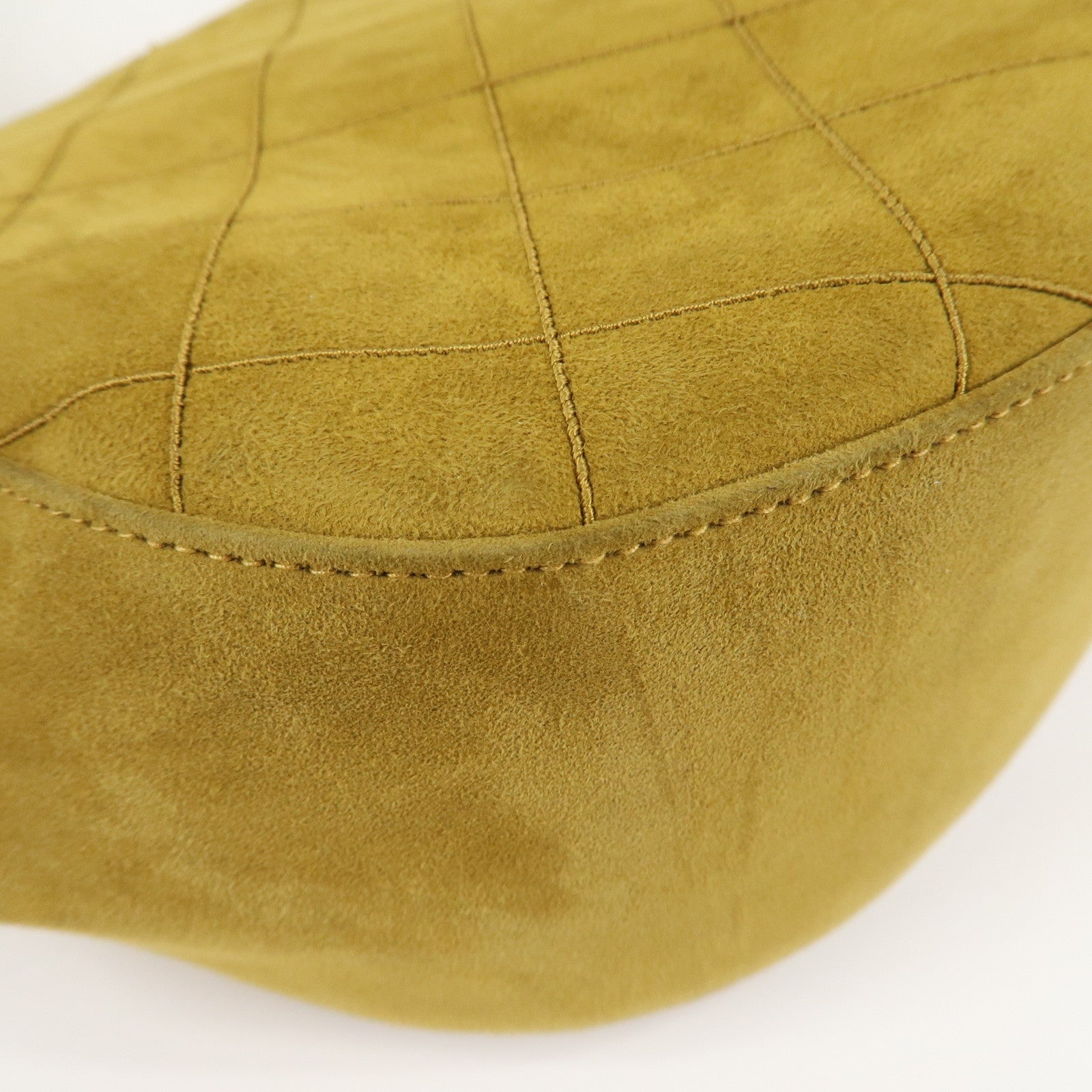 CHANEL Suede Shoulder Bag Hand Bag Mustard Gold Hardware Used