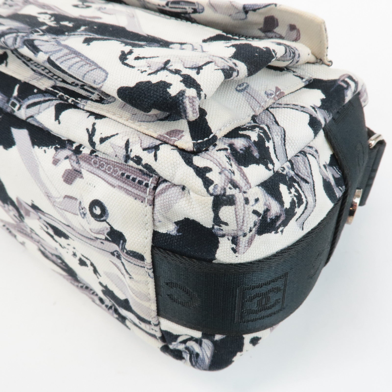 CHANEL Airline Canvas Leather Shoulder Bag Airplane Pattern Used