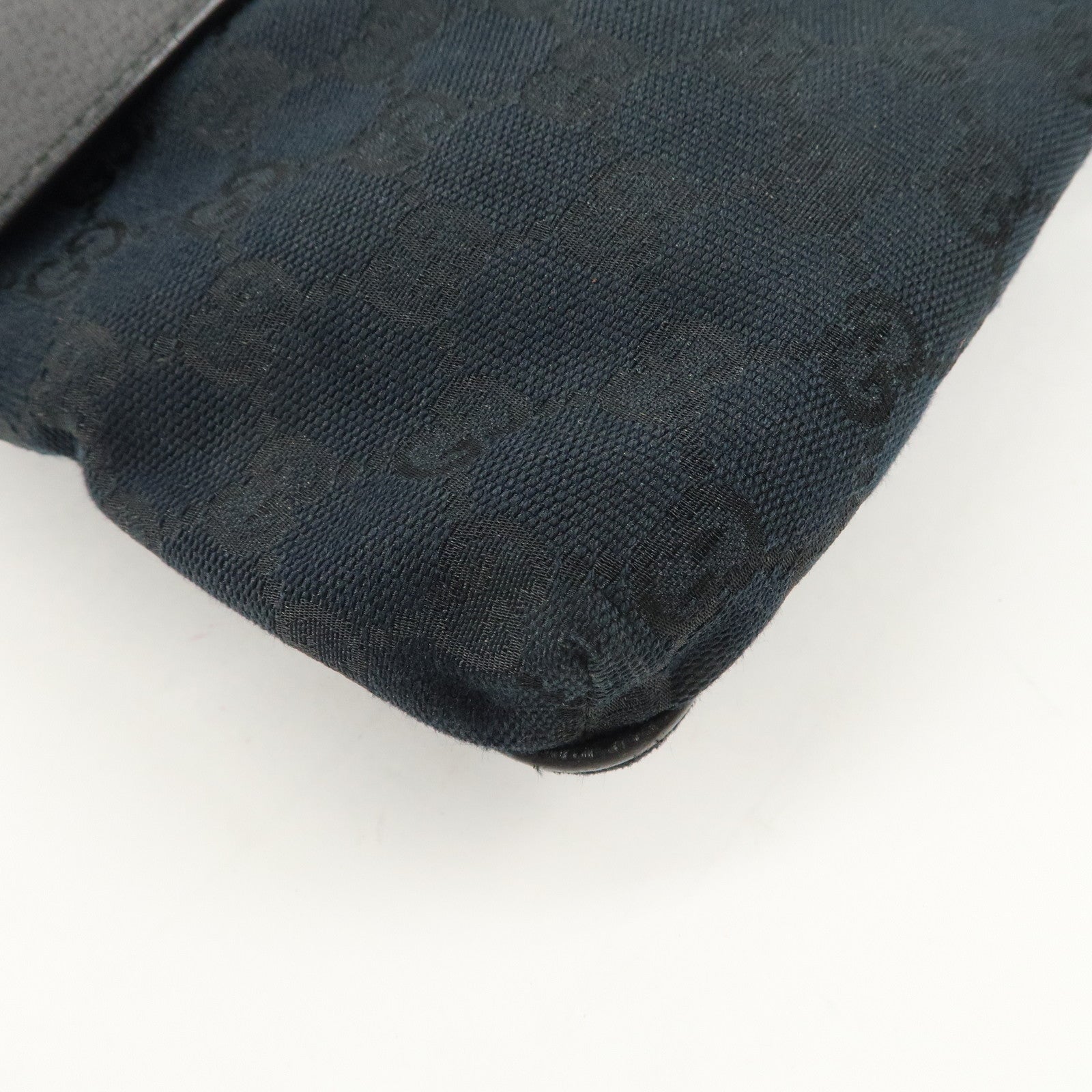 GUCCI Sherry GG Canvas Leather Shoulder Bag Black 169937 Used