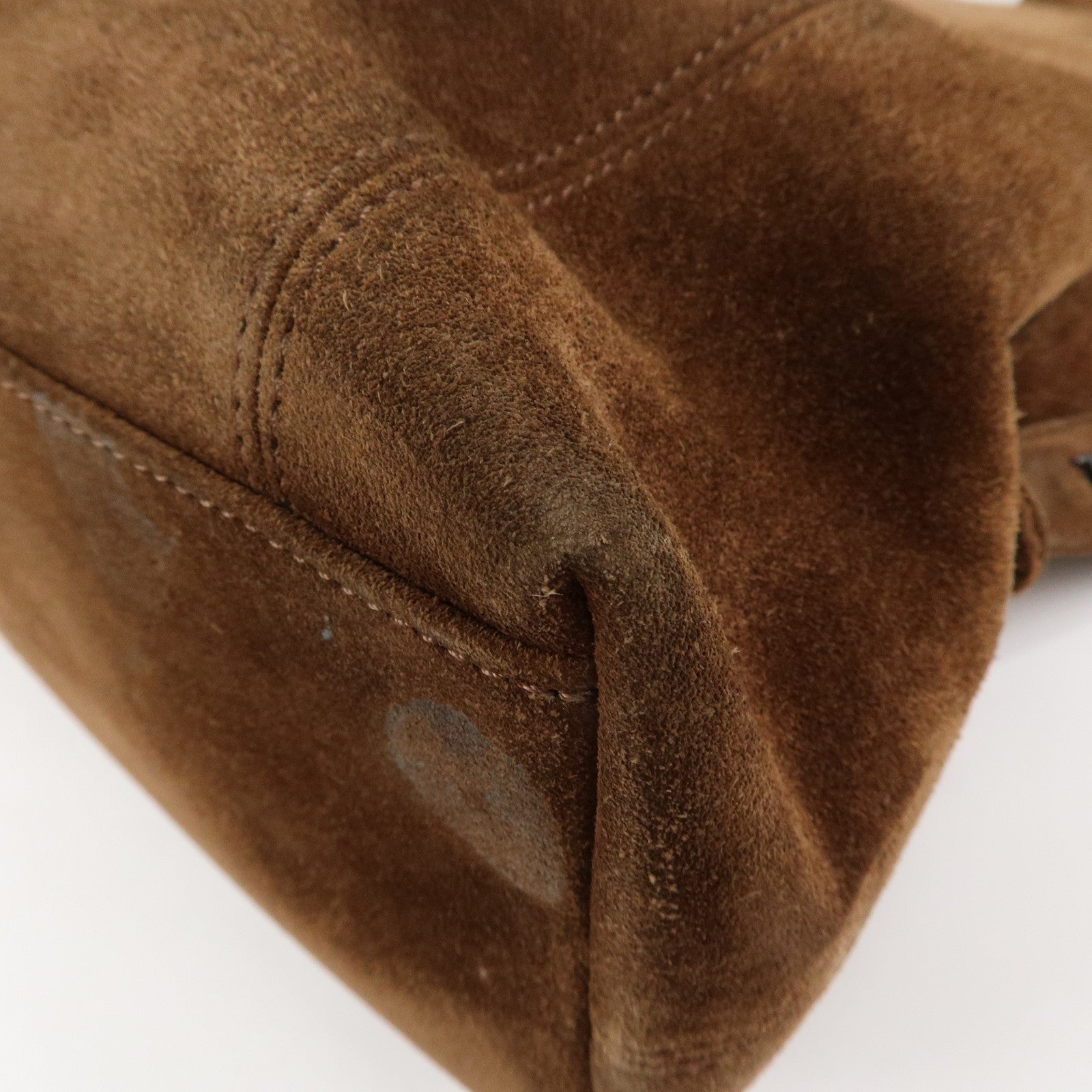 CHANEL Suede Tote Bag Shoulder Bag Hand Bag Brown Used