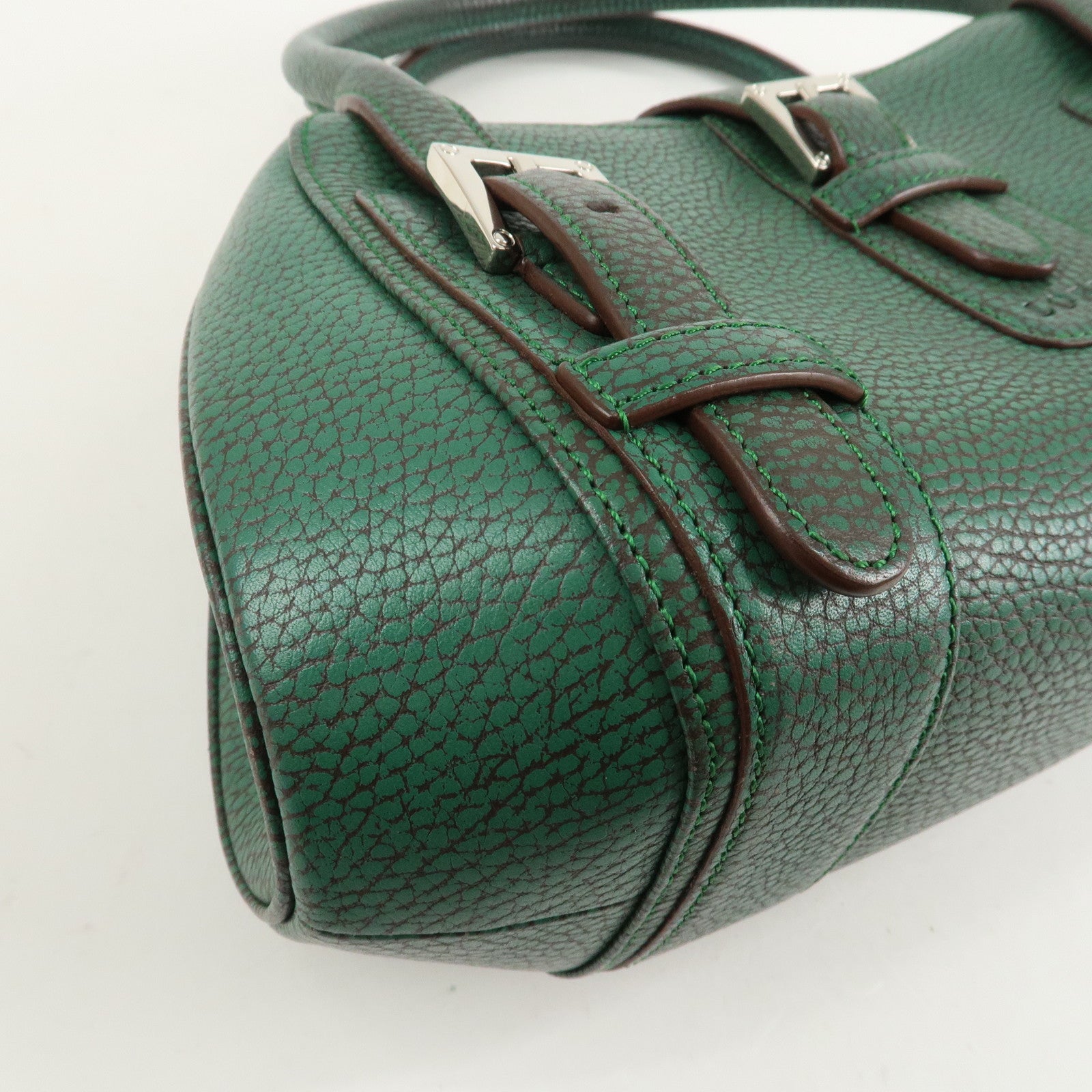 LOEWE Senda Leather Shoulder Bag Hand Bag Green Used