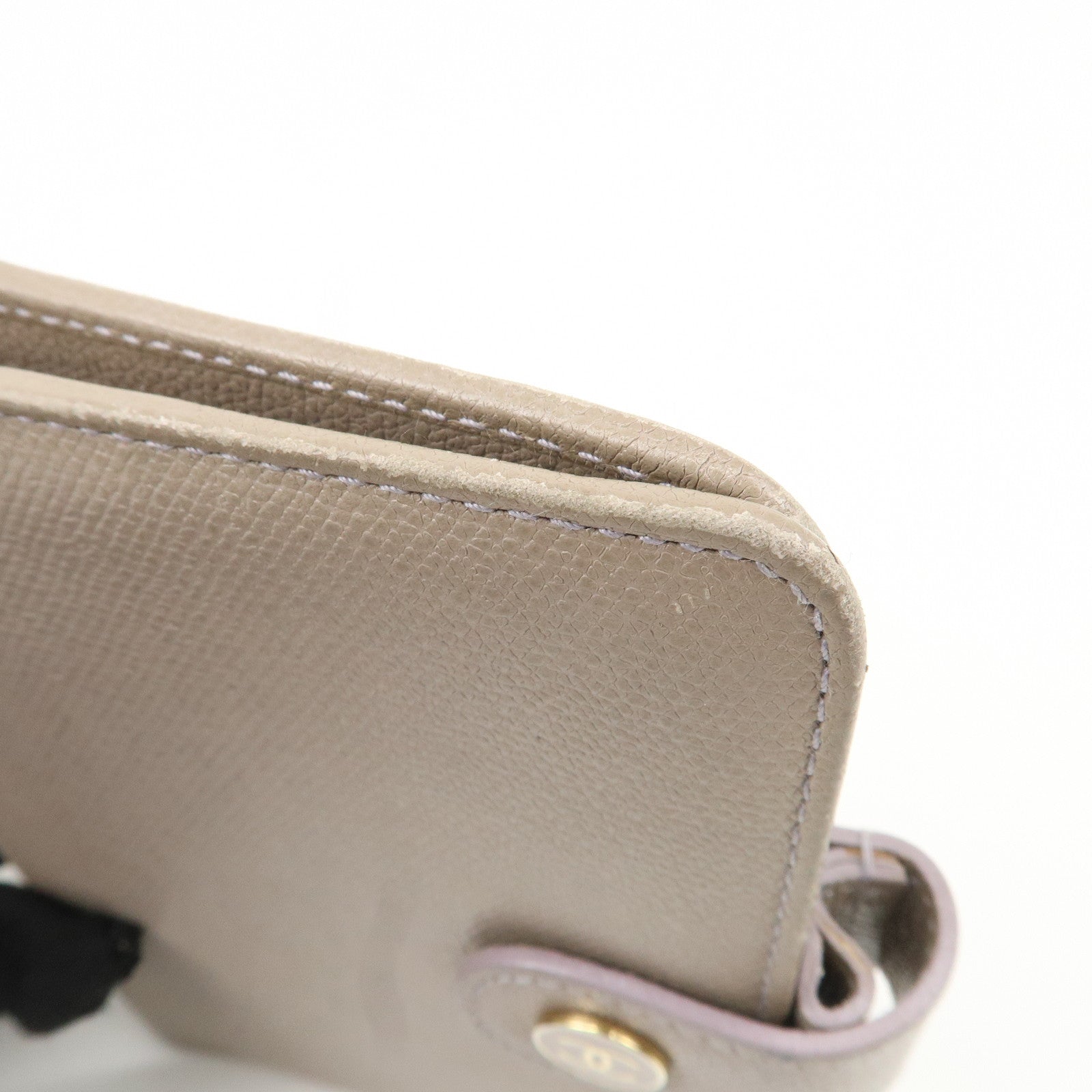 CHANEL COCO Button Leather Agenda Cover Gray Used