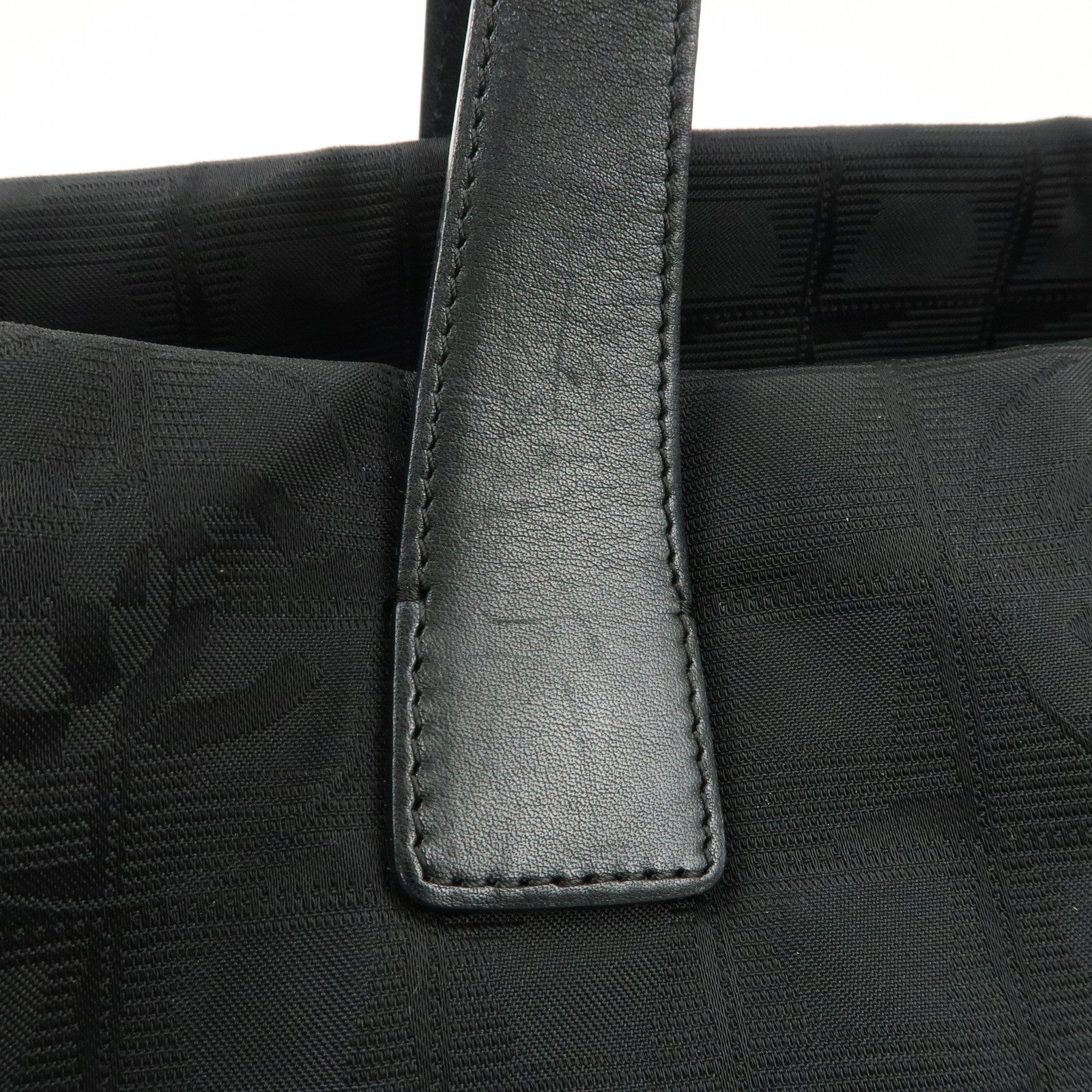 CHANEL New Travel Line Nylon Jacquard Leather Tote Bag A15991 Used