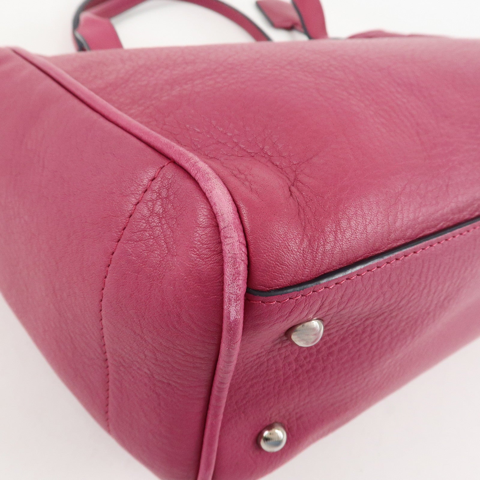 LOEWE Leather Tote Bag Hand Bag Shoulder Bag Medium Pink Used