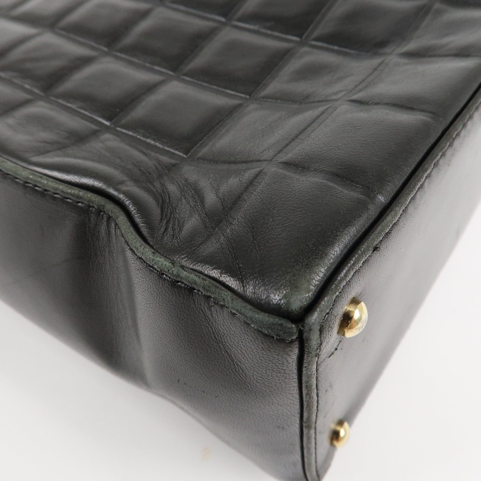 CHANEL COCO Mark Chocolate Bar Lamb Skin Shoulder Bag Black Used