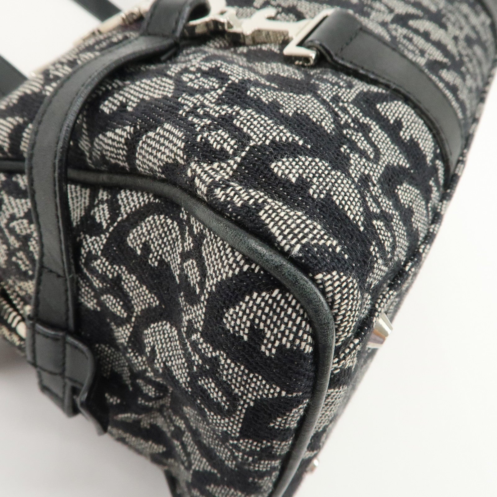 Christian Dior Trotter Canvas Leather Mini Boston Bag Navy Used