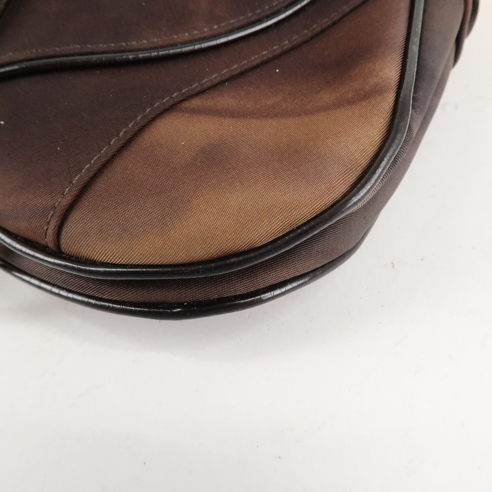 Christian Dior Nylon Canvas Patent Leather Saddle Bag Shoulder Bag Used
