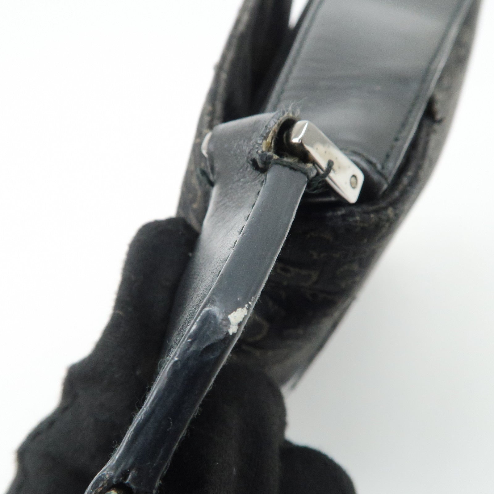 Christian Dior Trotter Canvas Leather Shoulder Bag Black Used