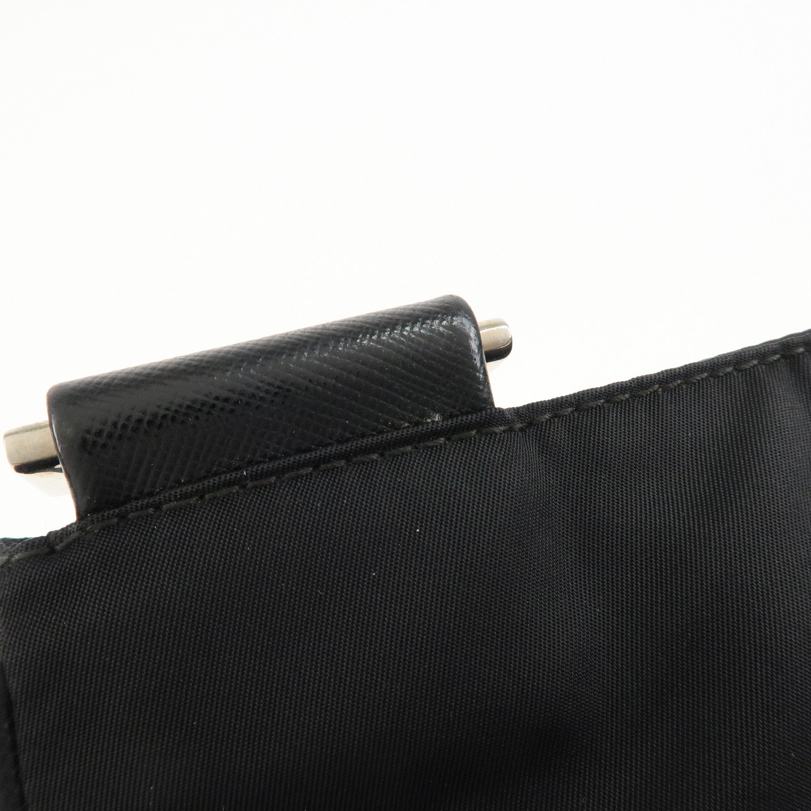 PRADA Logo Nylon Leather Shoulder Bag Crossbody Bag Black Used