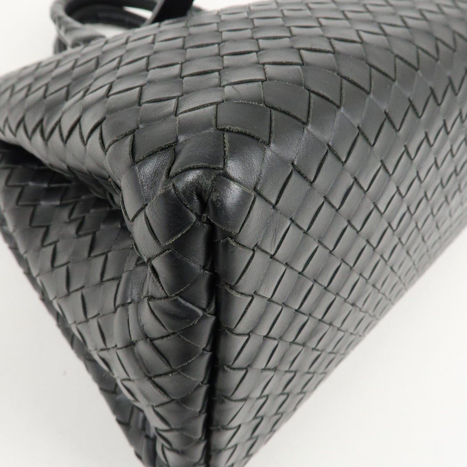 BOTTEGA VENETA Intrecciato Leather Tote Bag Hand Bag Black Used