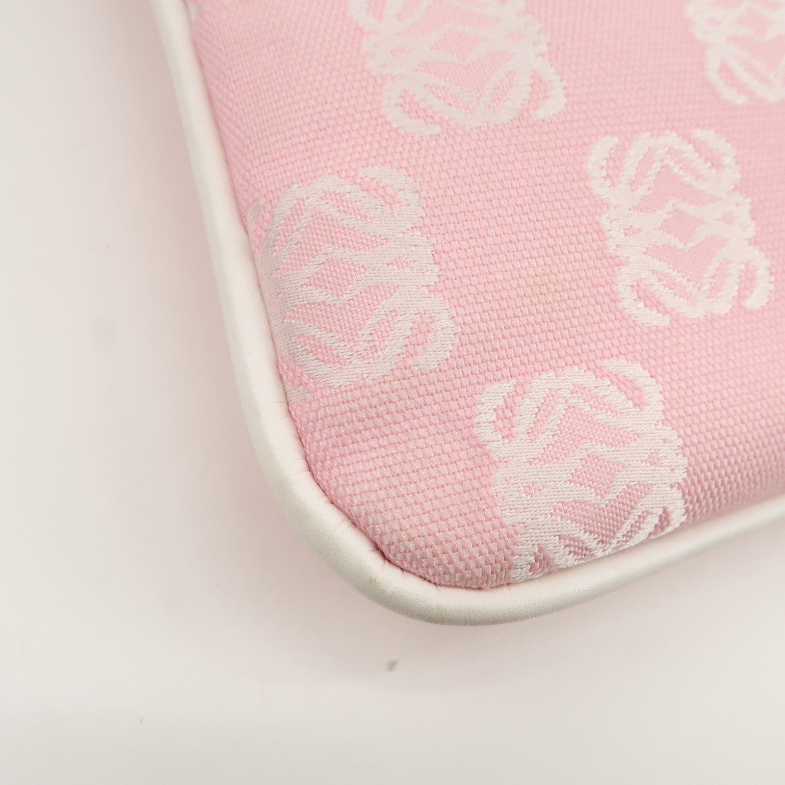 LOEWE Anagram Canvas Leather Shoulder bag Pink Used