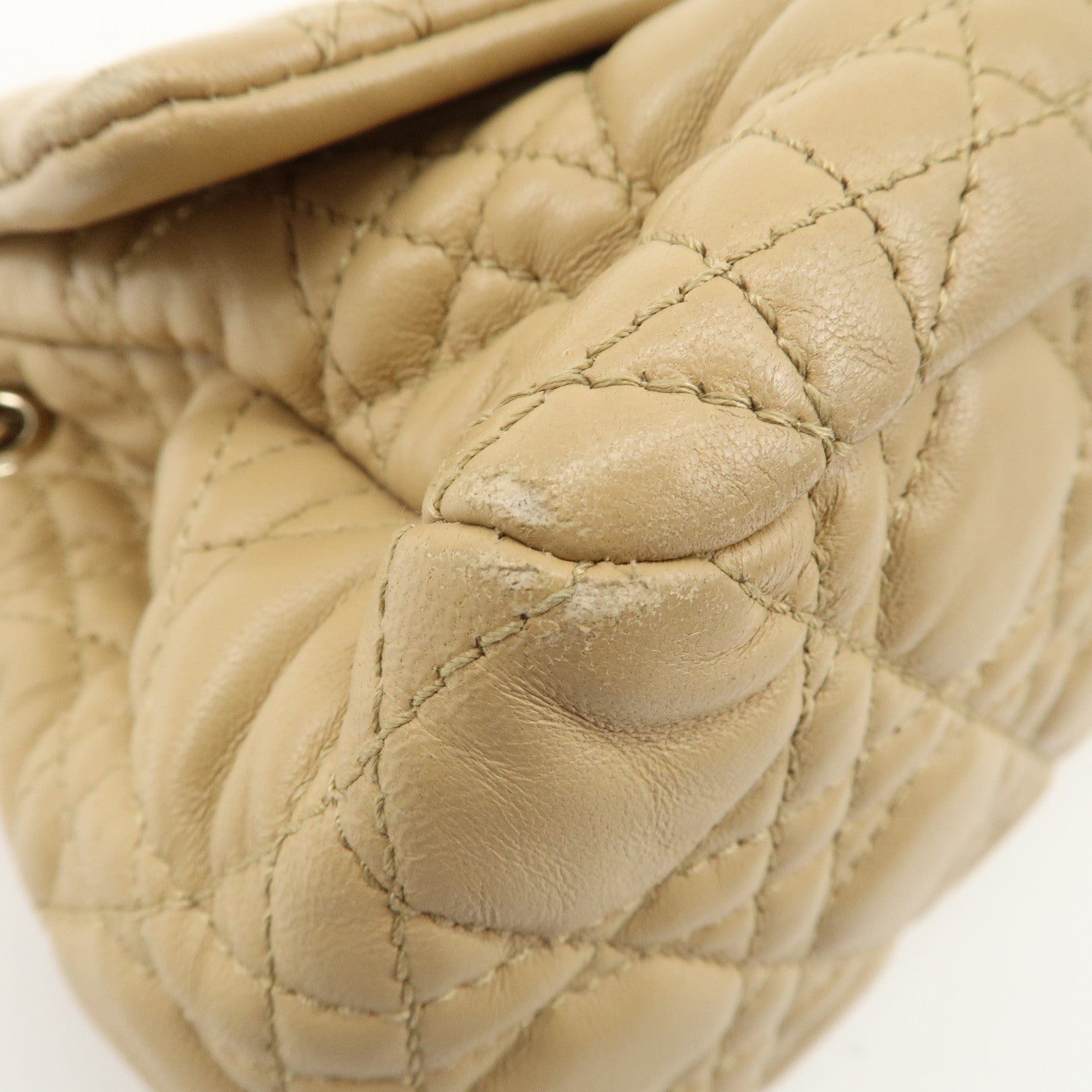 Christian Dior New Lock Cannage Leather Chain Shoulder Bag Beige Used