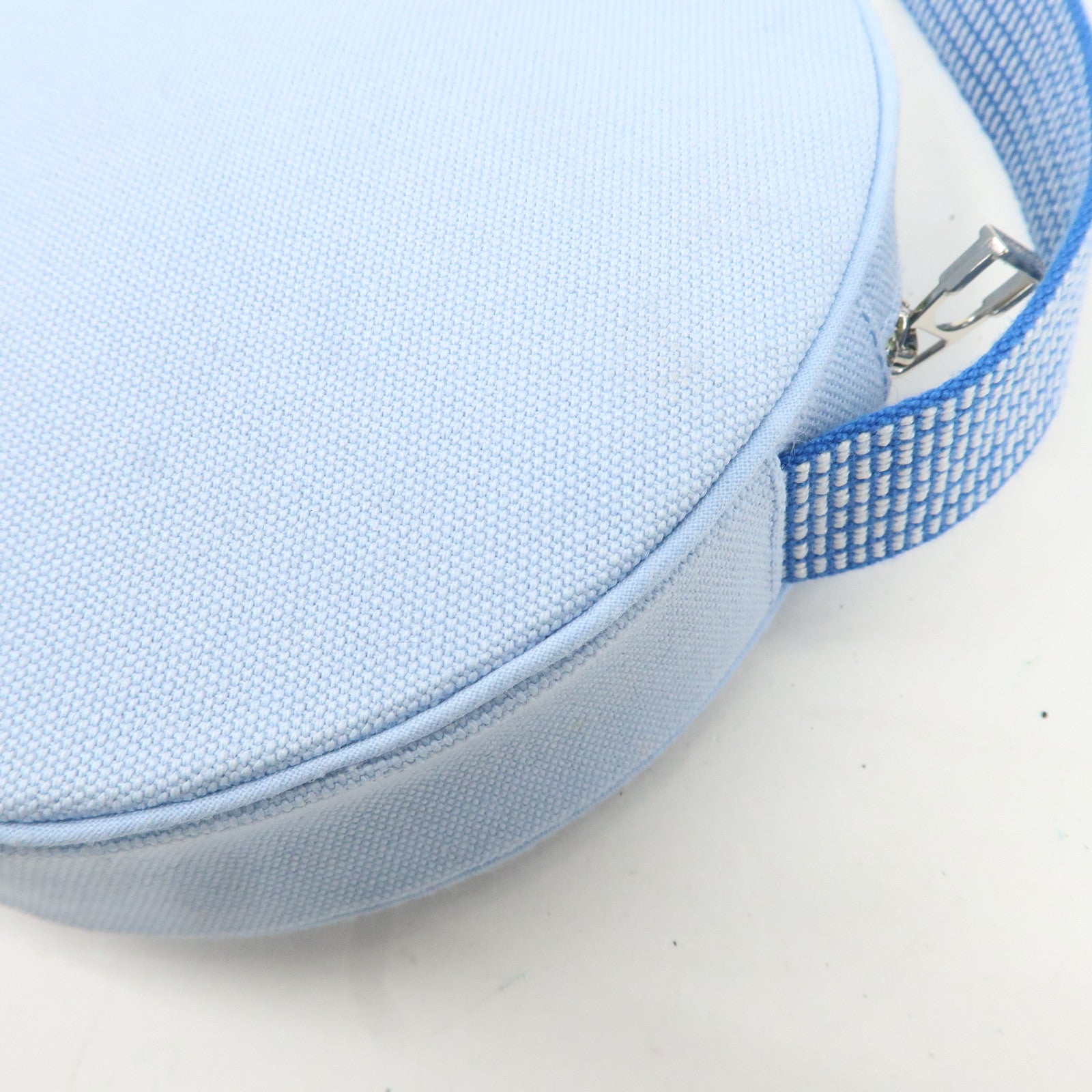 HERMES Circus Sakarecre Cotton Canvas Shoulder Bag Light Blue Used